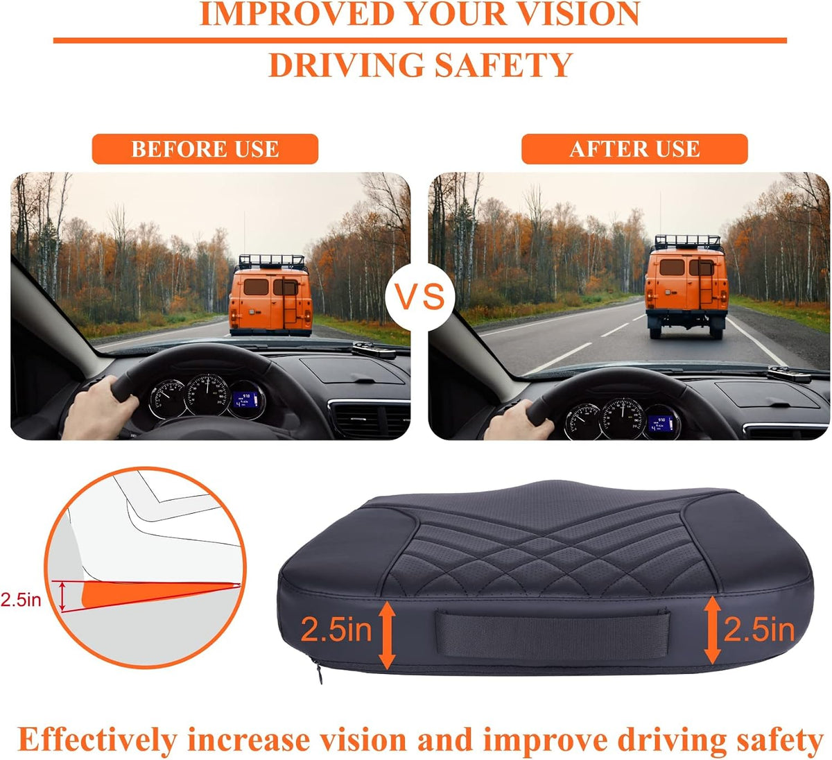 kingphenix Memory Foam Car Seat Cushion for Driving Comfort and Office Use