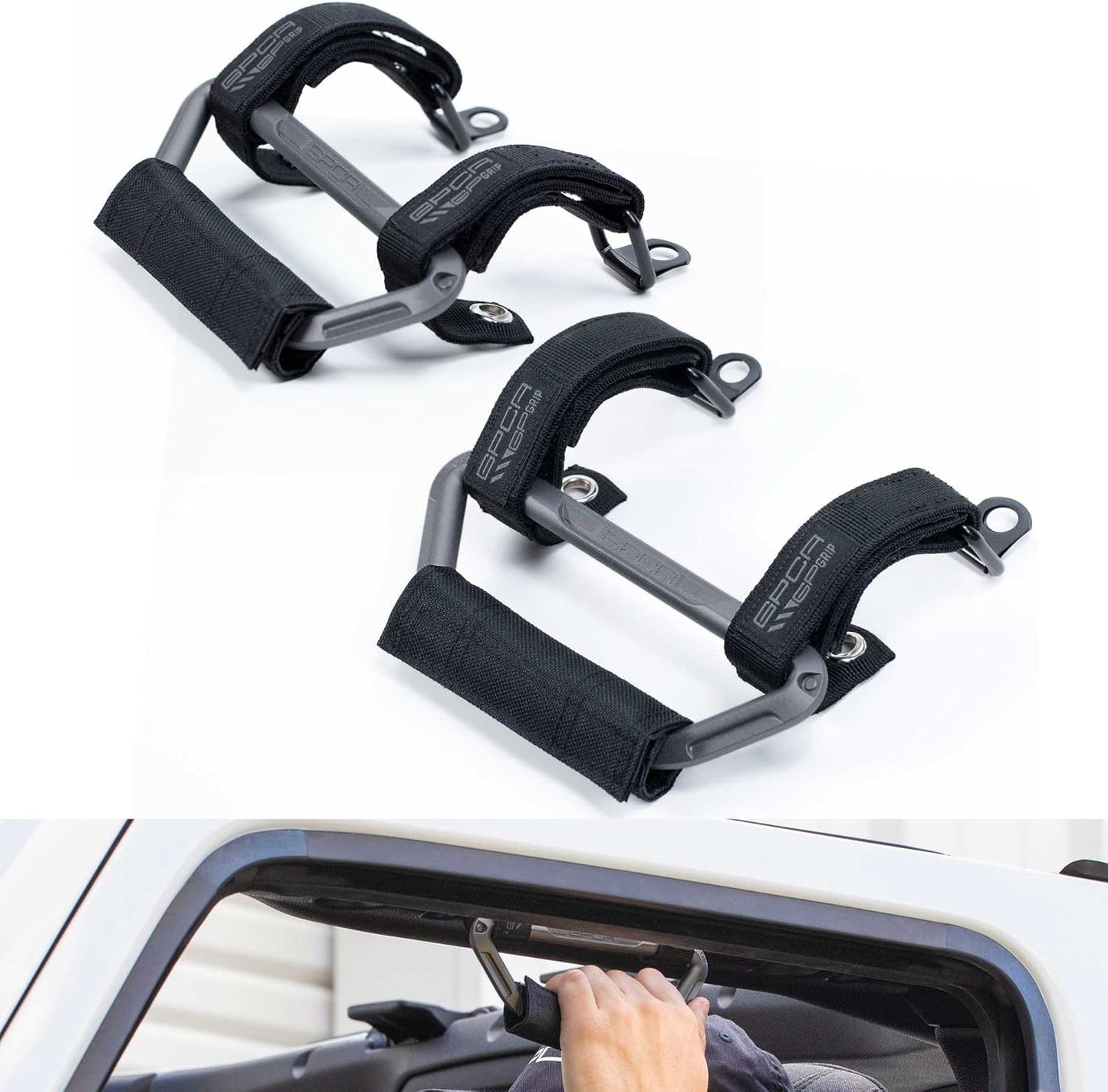 GPCA GP Grip Air Grab Handles Designed for 2024, 2025, 2026 Jeep Wrangler JL, JT & Jeep Gladiator 4xe w/Airbag Compatible - Aero-Grade Aluminum, Patented Foldable Design, Easy Installation
