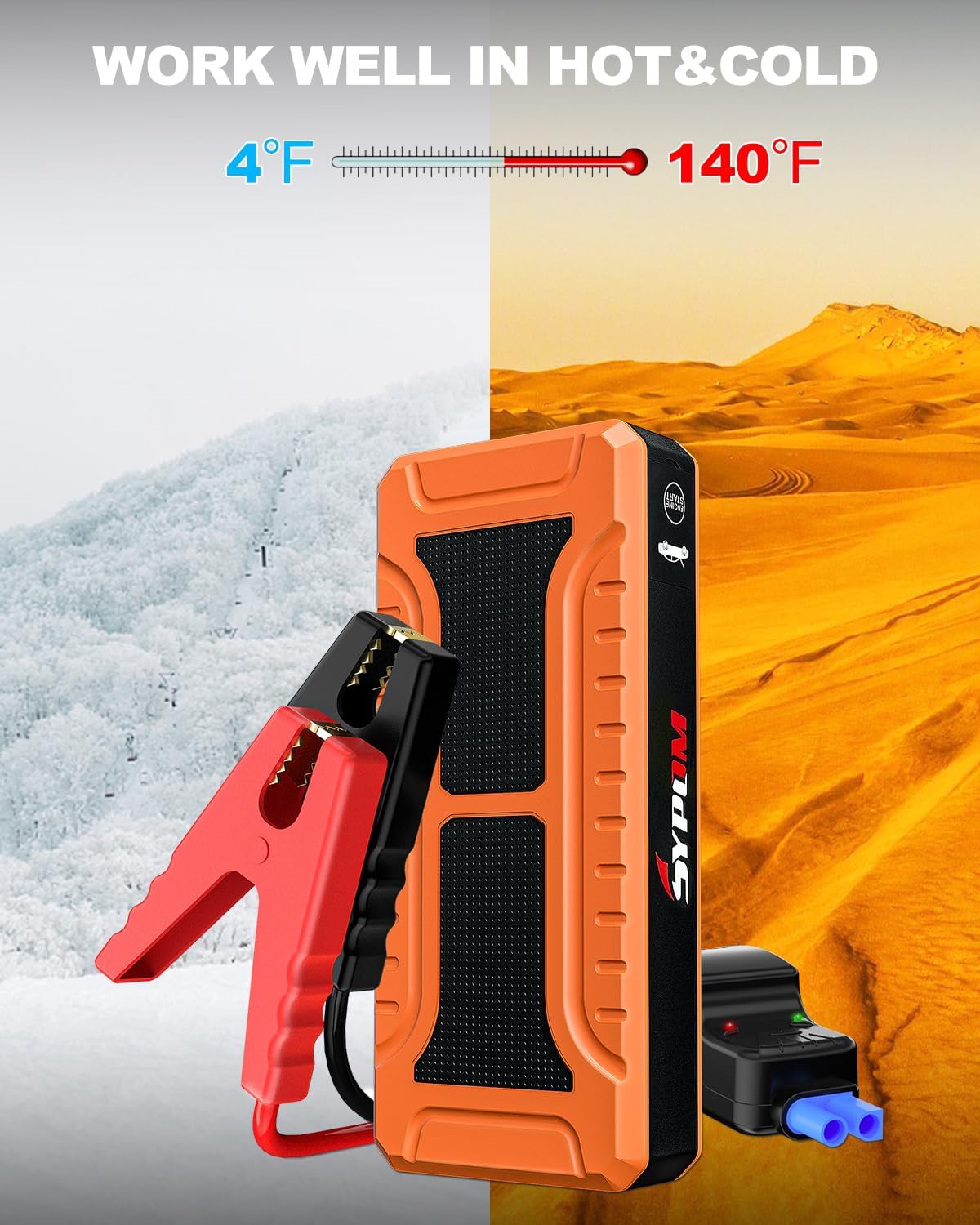 4000A Peak 12V Portable Car Battery Jump Starter & Booster Pack