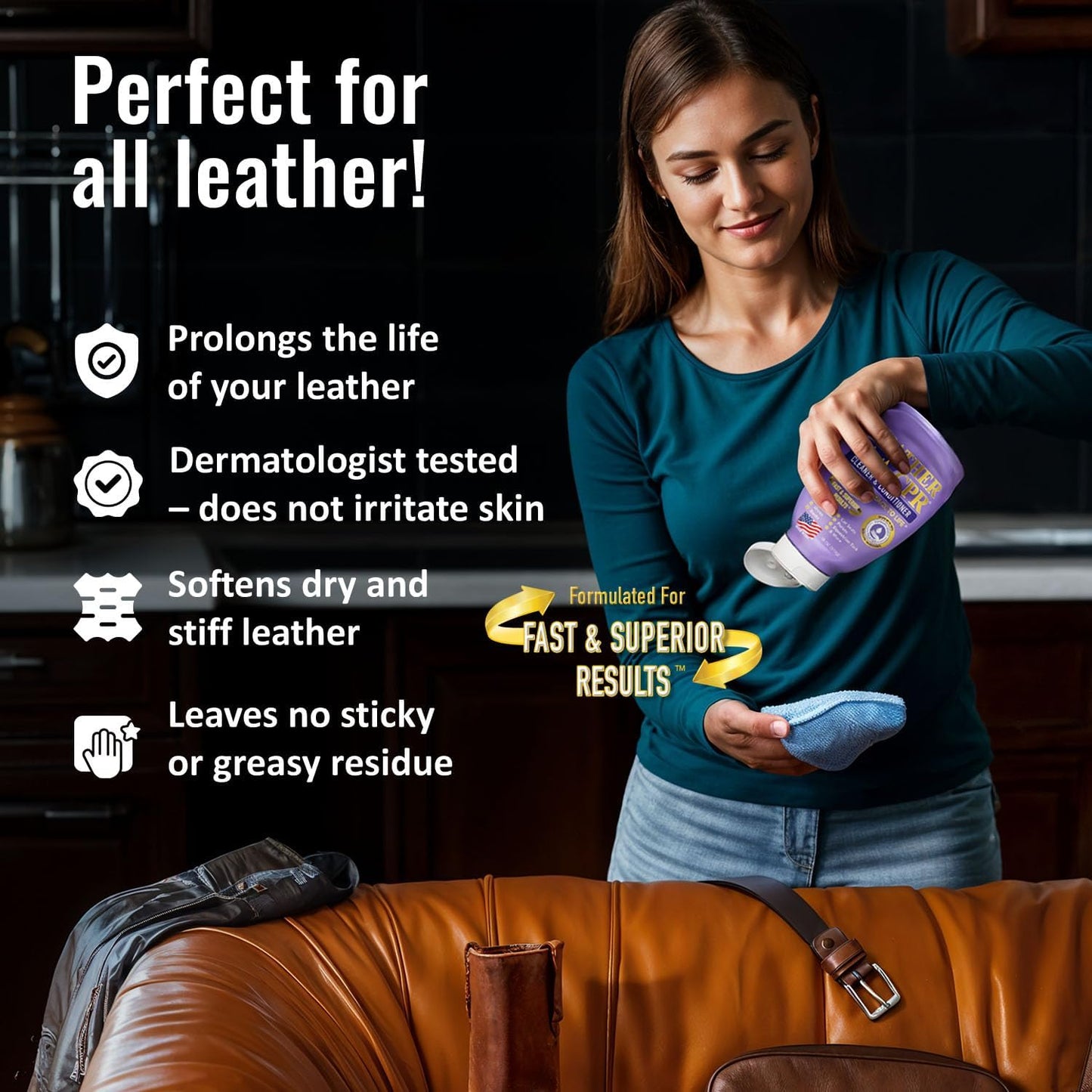 Leather CPR Cleaner and Conditioner 18oz. Bring Leather Back To Life on Furniture, Car Seats, Handbags, Jackets, Boots, Saddles, Purses &amp; Shoes. Restores Shine, Softness &amp; Color to Real Leather