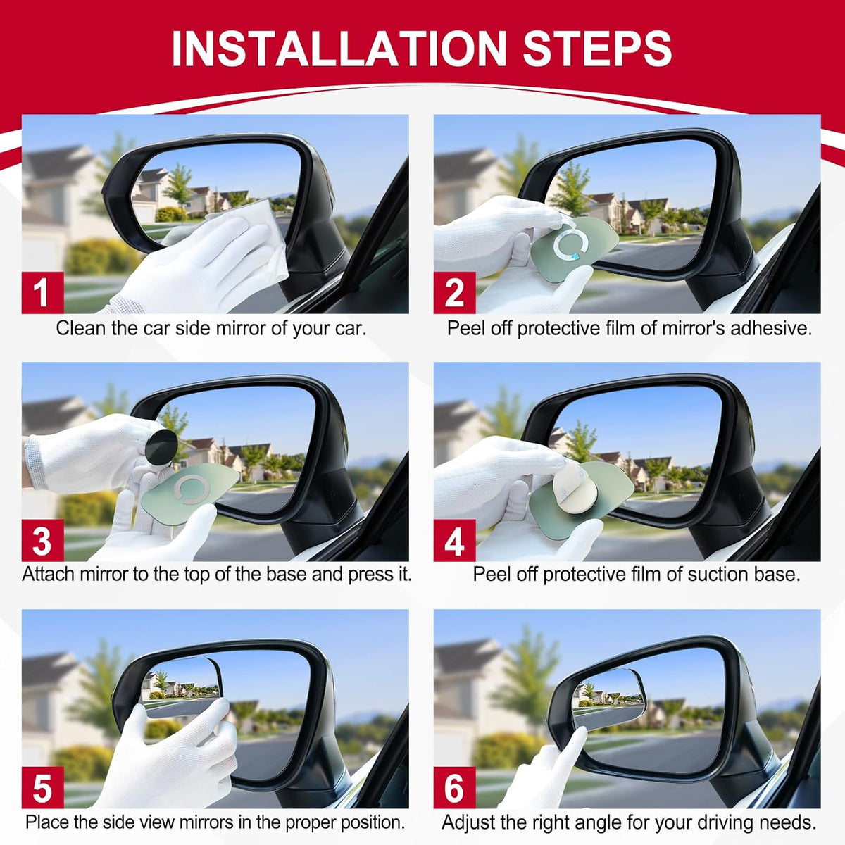LivTee XLarge Blind Spot Mirror, Rounded Rectangle HD Glass Frameless Convex Rear View Mirrors Exterior Accessories with Wide Angle Adjustable Stick for Car SUV and Trucks, Pack of 2