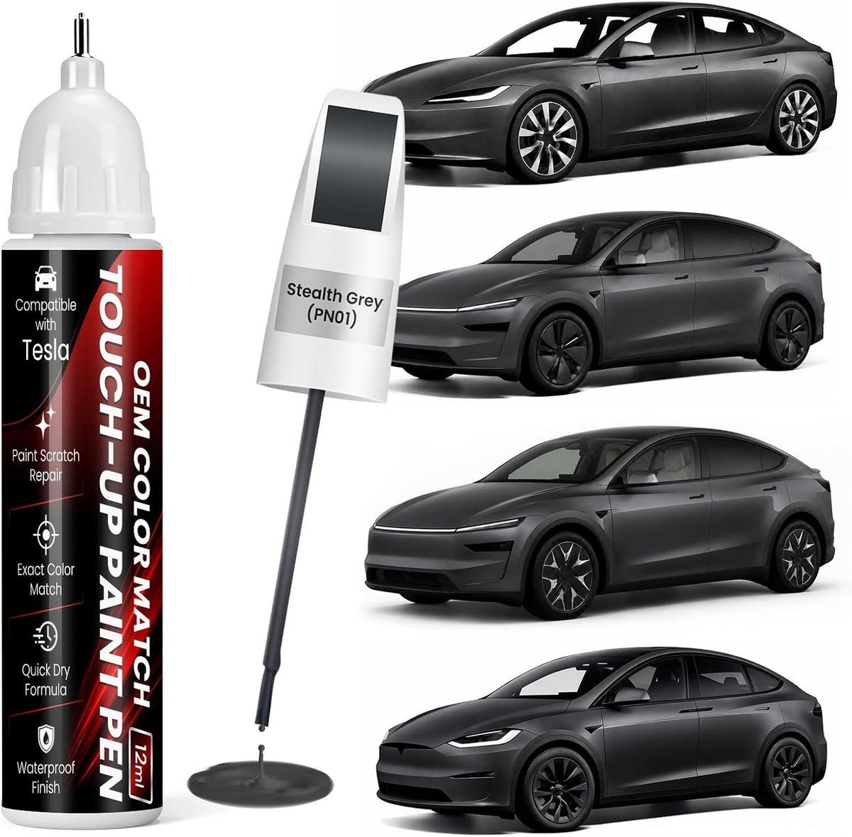 Stealth Grey (PN01) Touch Up Paint Compatible with Model Y/3/YL/X/S