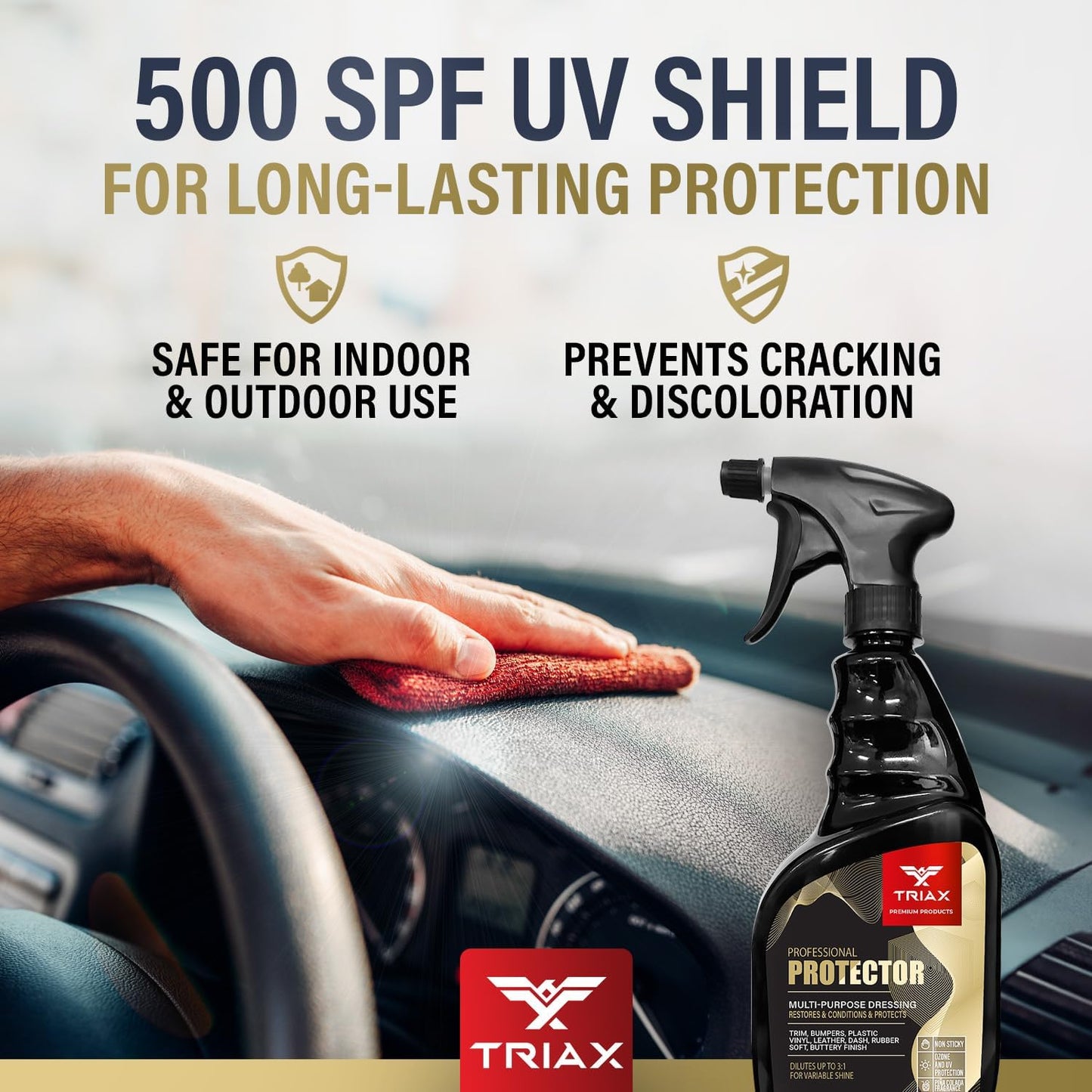 Triax Professional Protector & Dressing - Restores, Conditions, Protects Bumpers, Plastic, Vinyl, Leather, Dash, and Rubber Surfaces (Pack of 2-23 Ounce)