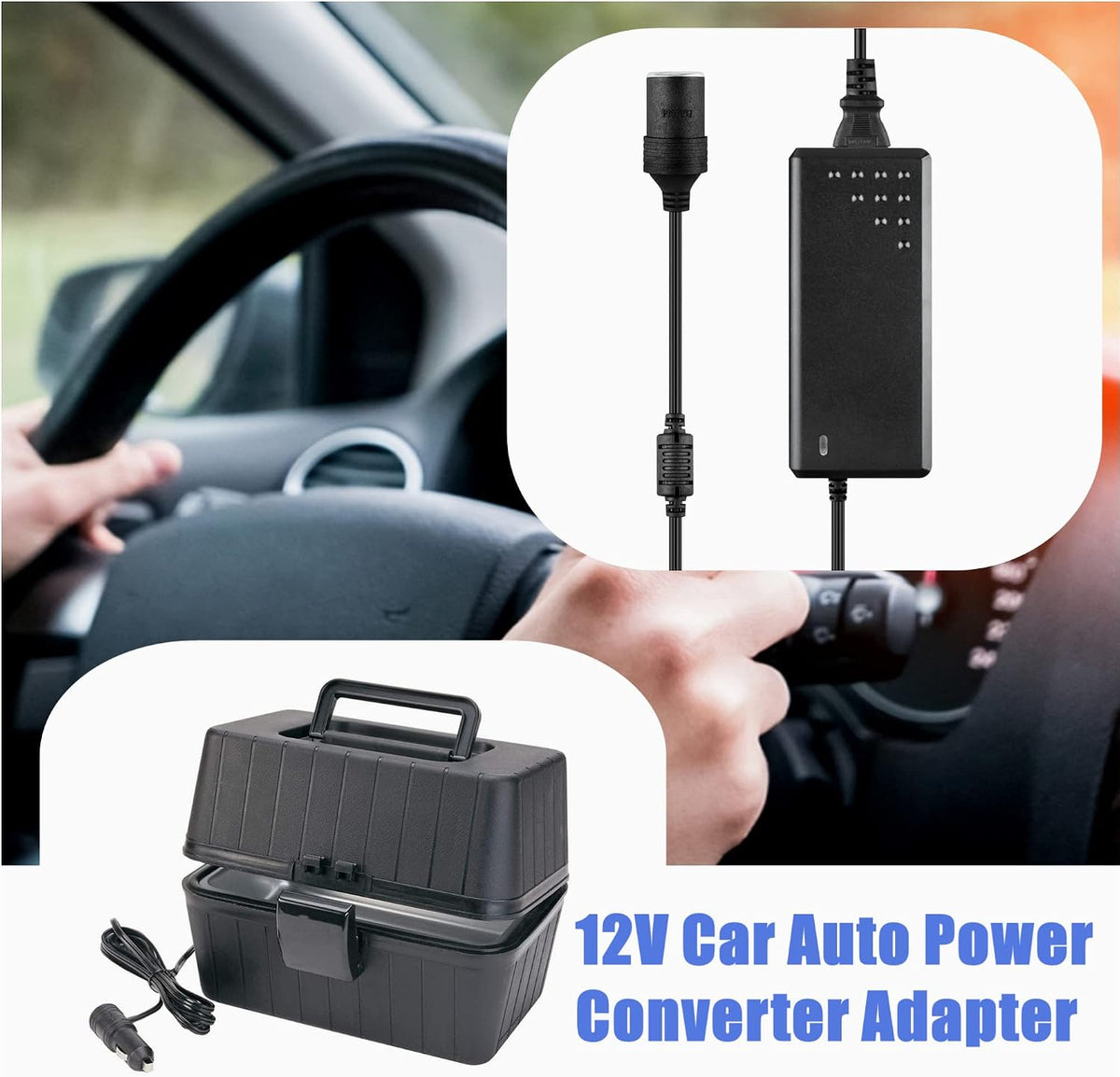 110-220V to 12V Car Socket AC/DC Power Supply Charging Adapter Replacement for Car Vacuum Cleaner, Air Compressor Tire Inflator, Portable Freezer 96W