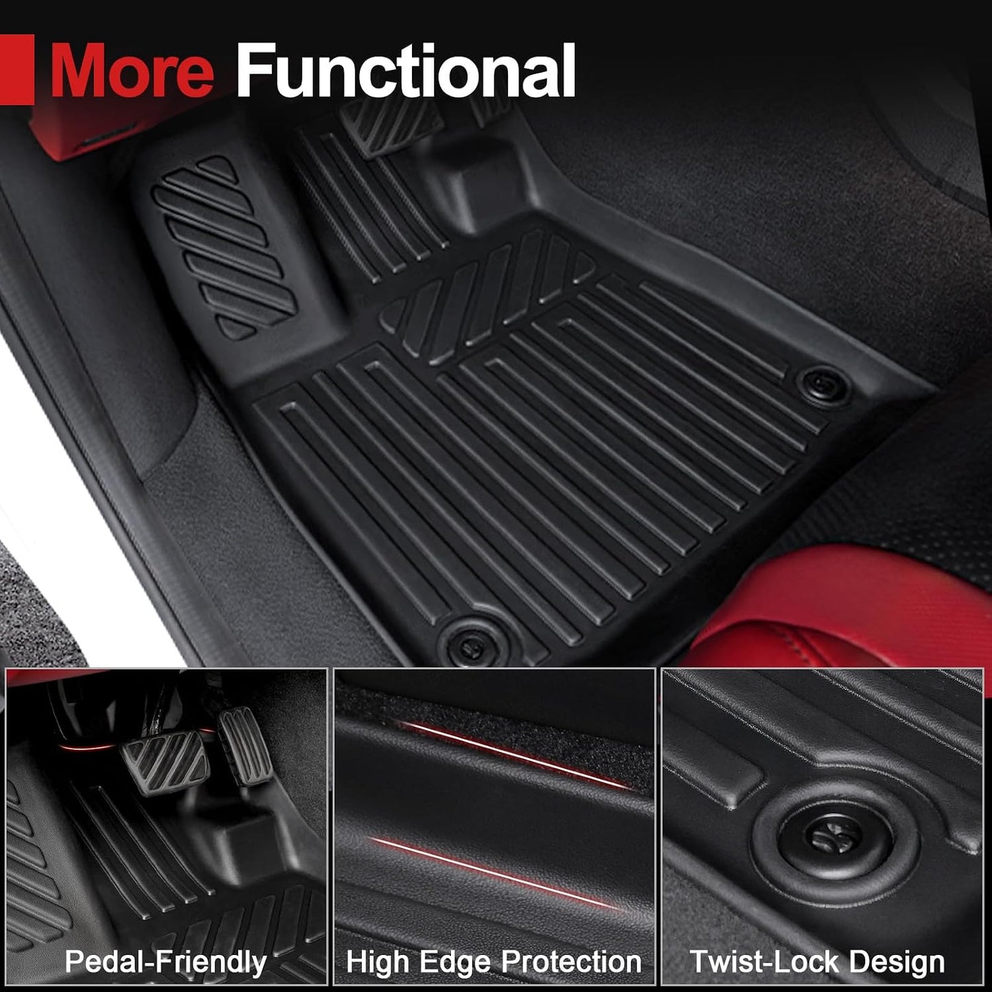 Floor Mats for 2022-2026 Acura MDX, All Weather TPE Cargo Mat with Seat Back Cover Door Sill Protectors for Acura MDX Accessories