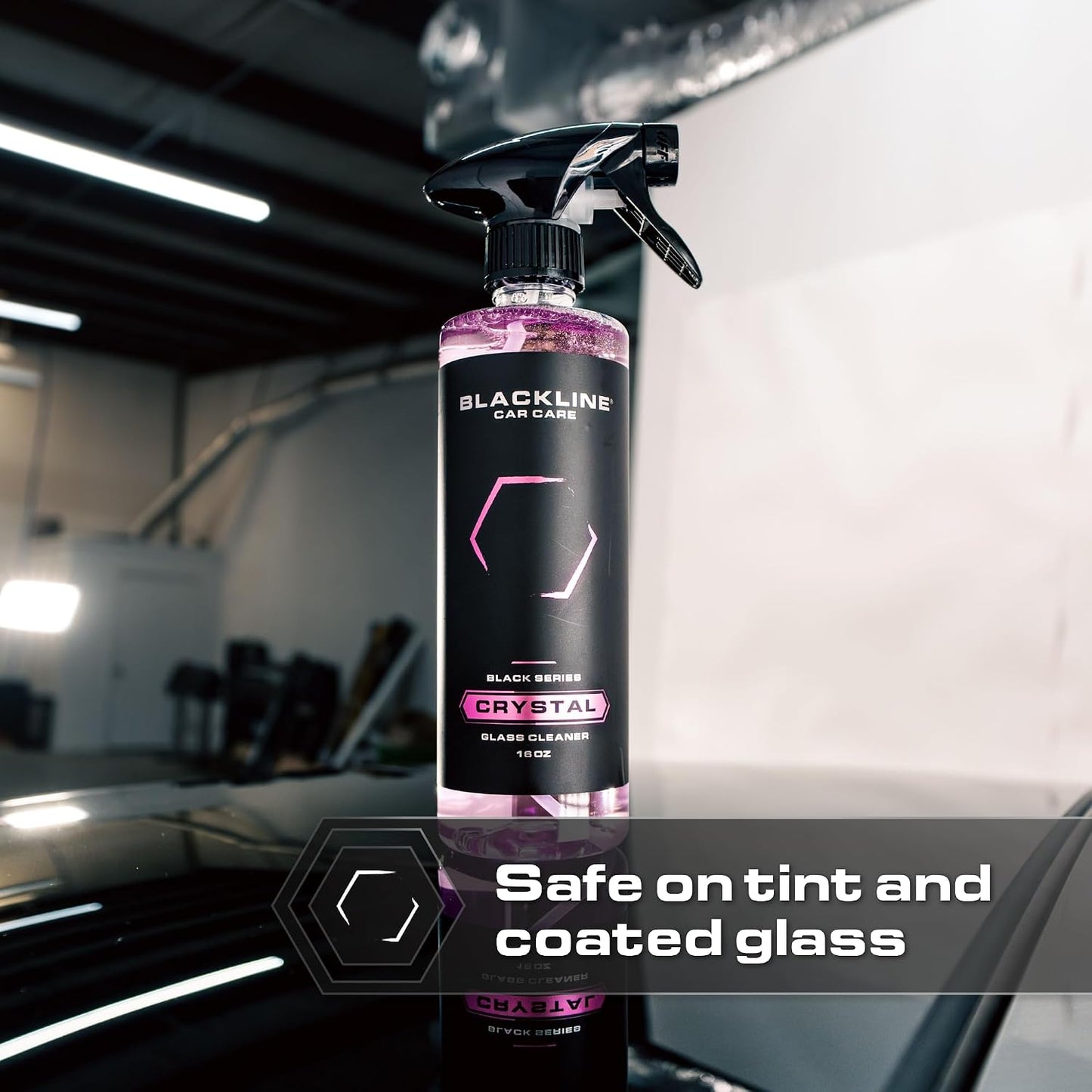 Blackline Glass Cleaner - Works on Glass, Windows, Mirrors & Navigation Screens. Tint Safe Car Window Cleaner - 16 fl oz bottle, Streak Free Spray