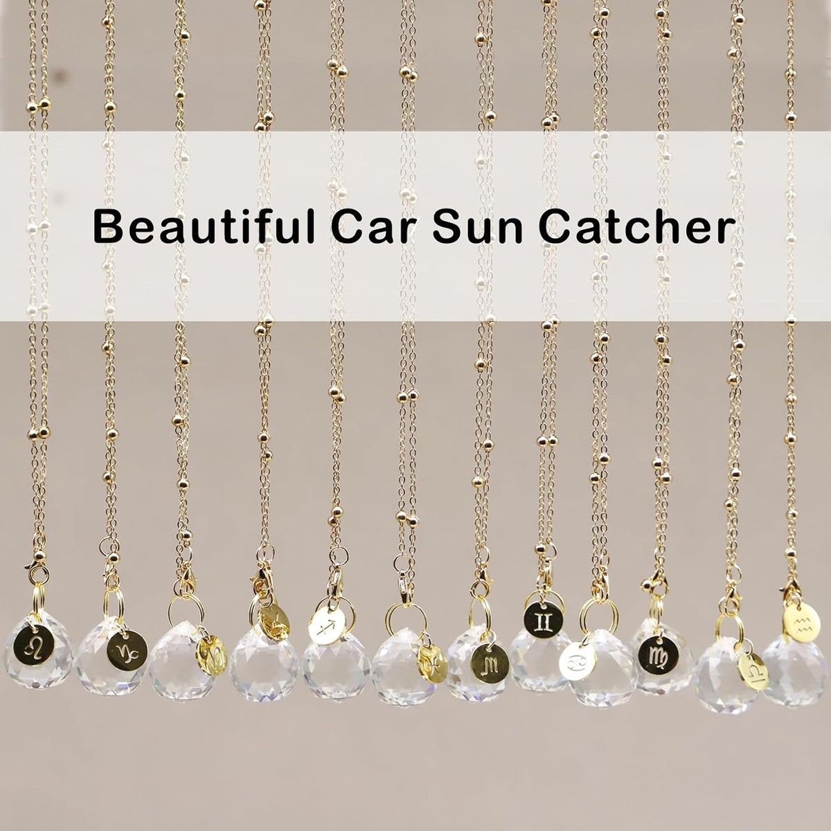 Car Sun Catcher, Mirror Hanging Accessories, Zodiac Sign Decor for Women, Cute Car Accessories, Gift for Her (Aries)
