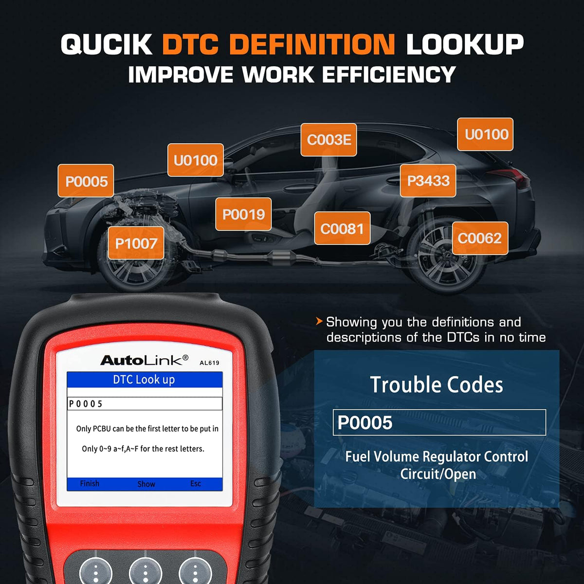 Autel AutoLink AL619 OBD2 Scanner, 2026 ABS SRS Warning Light Scan Tool
