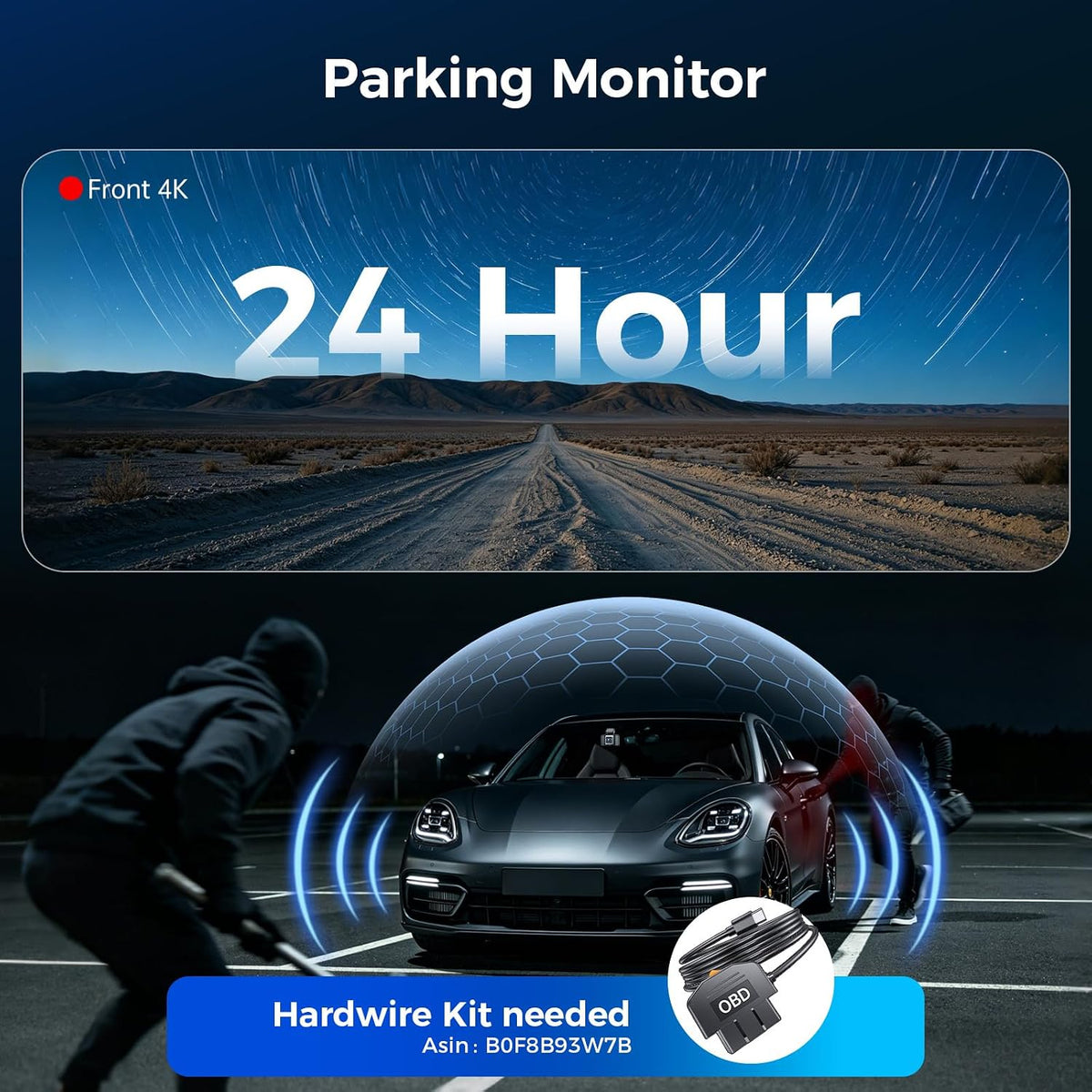 4K+4K Front‑Rear Dash Cam, 3.6" IPS Touch Screen, Sony STARVIS Image Sensor