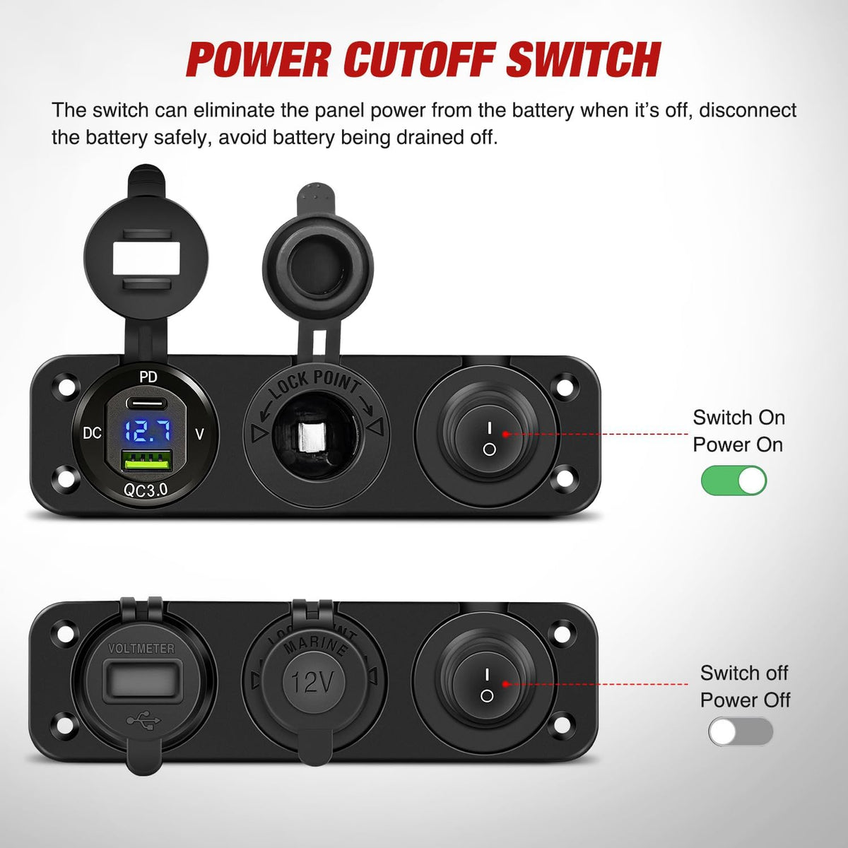 Nilight 4 in 1 Charger Socket Panel Power Cutoff Switch