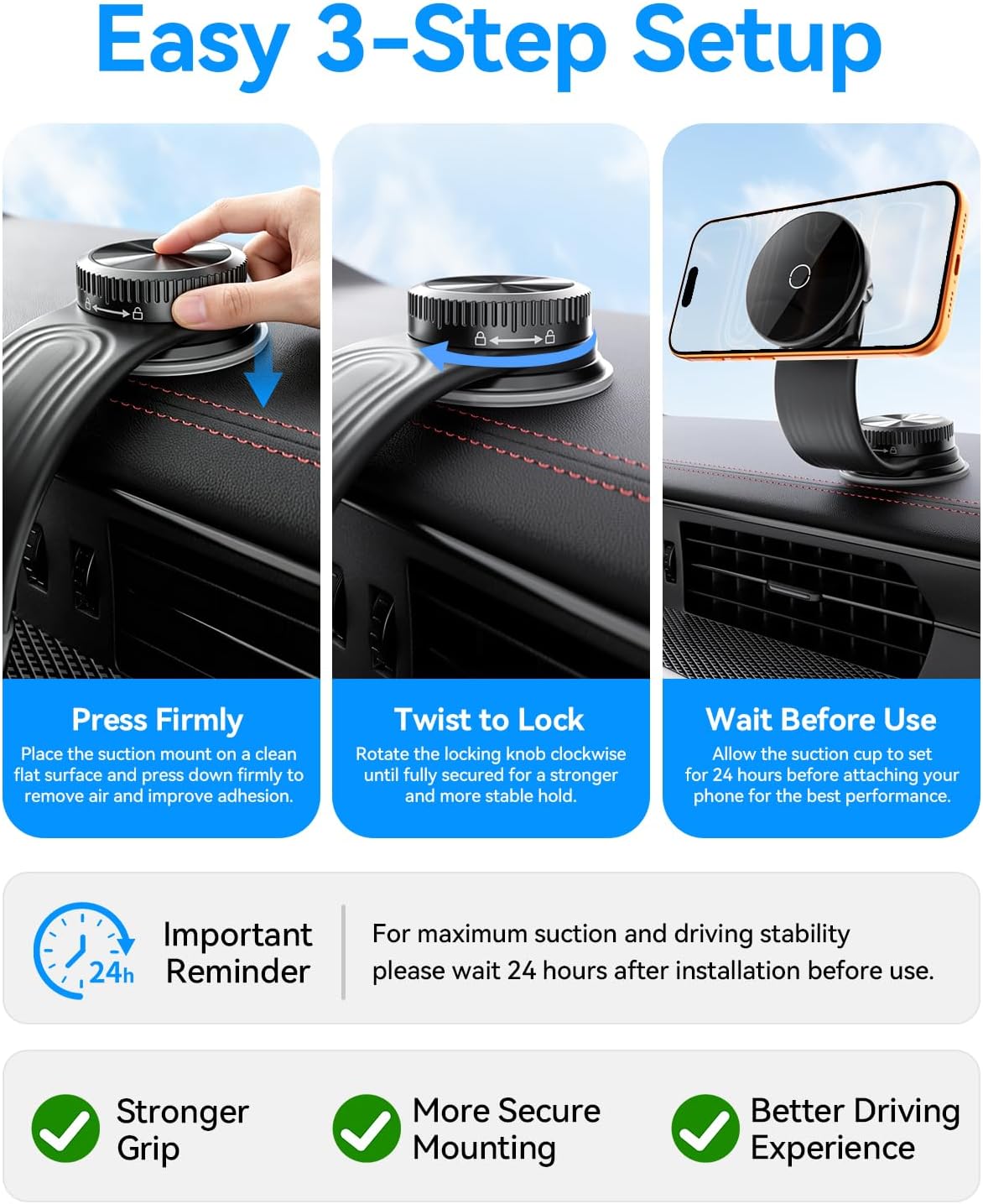 15W Magnetic Wireless Car Charger Mount, Flexible Bendable Aluminum Arm [360° Adjustable], Upgraded Adhesive Suction Cup Base, Dashboard Windshield Fast Charging Phone Holder for iPhone 17