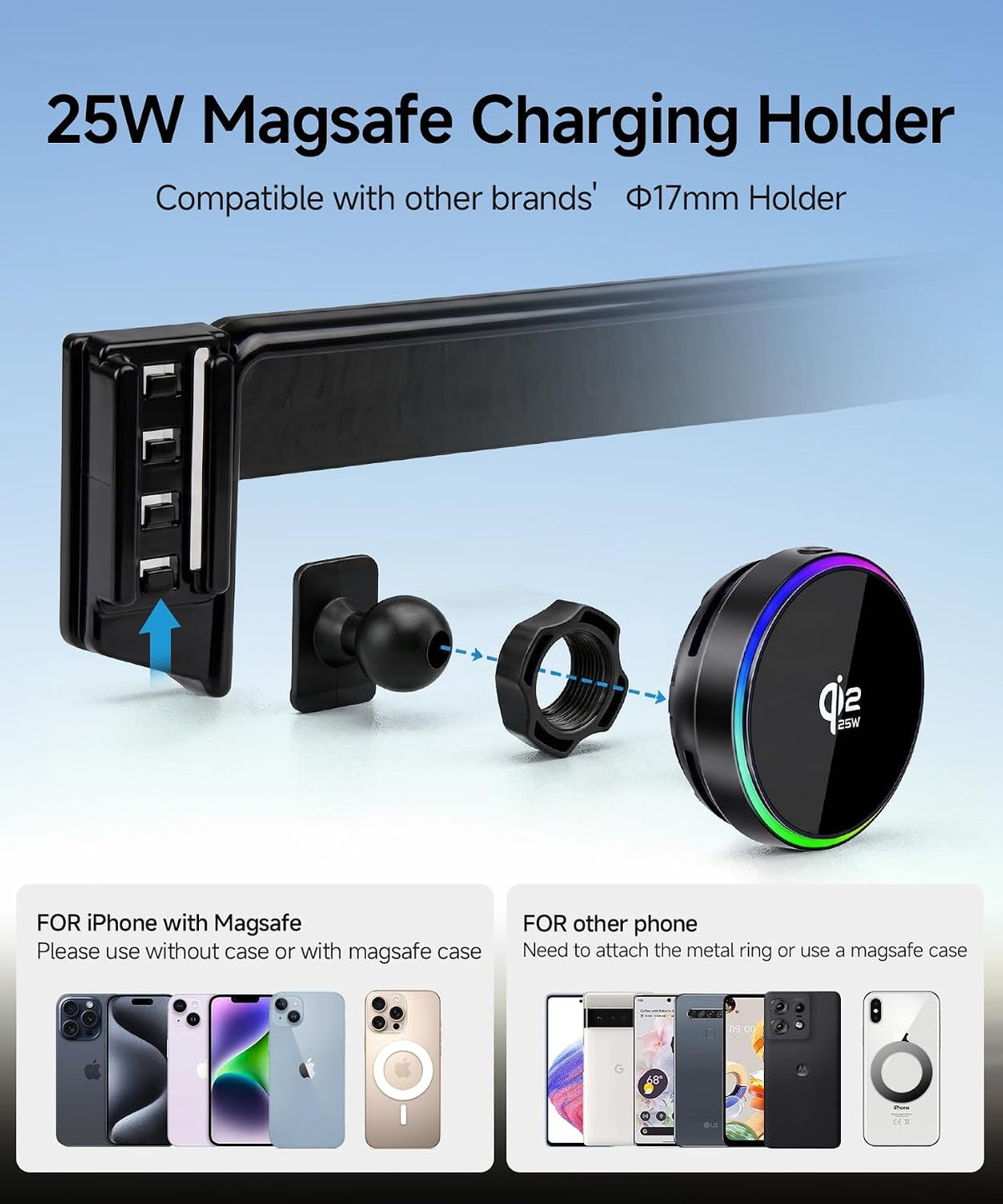 Qi2.2 25W Wireless Charger Car Phone Mount for BMW 2/3/4 Series 8.8" Screen