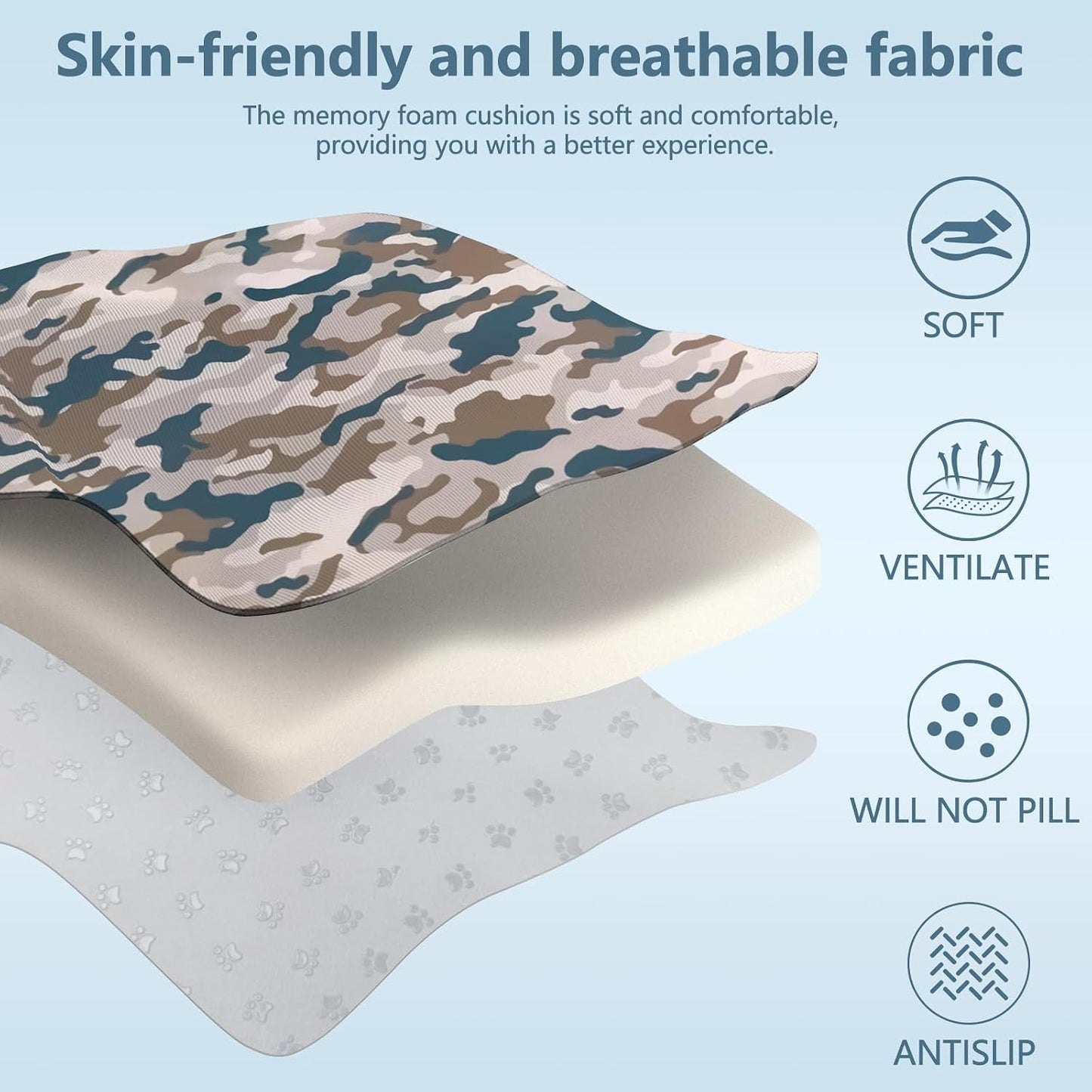NS YOLO Ergonomic Car Seat Cushion with Comfort Memory Foam Neck Pillow, Car Pillow,Lumbar Support and Big Size Soft Seat Cushion for Driving Seat,Office Chair and Wheel Chair (CAMO-3 pcs)