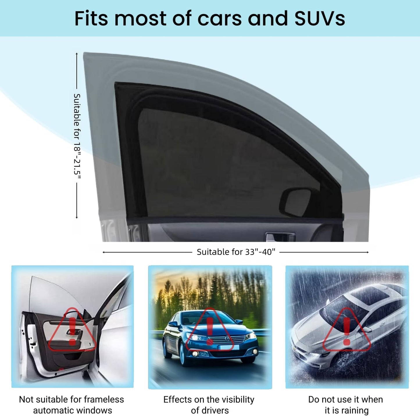 2pcs Car Front Window Screen Mesh, Suitable for Camping, Travel, UV-Protection, Breathable Mesh Car Window Sunshade for SUV Cars