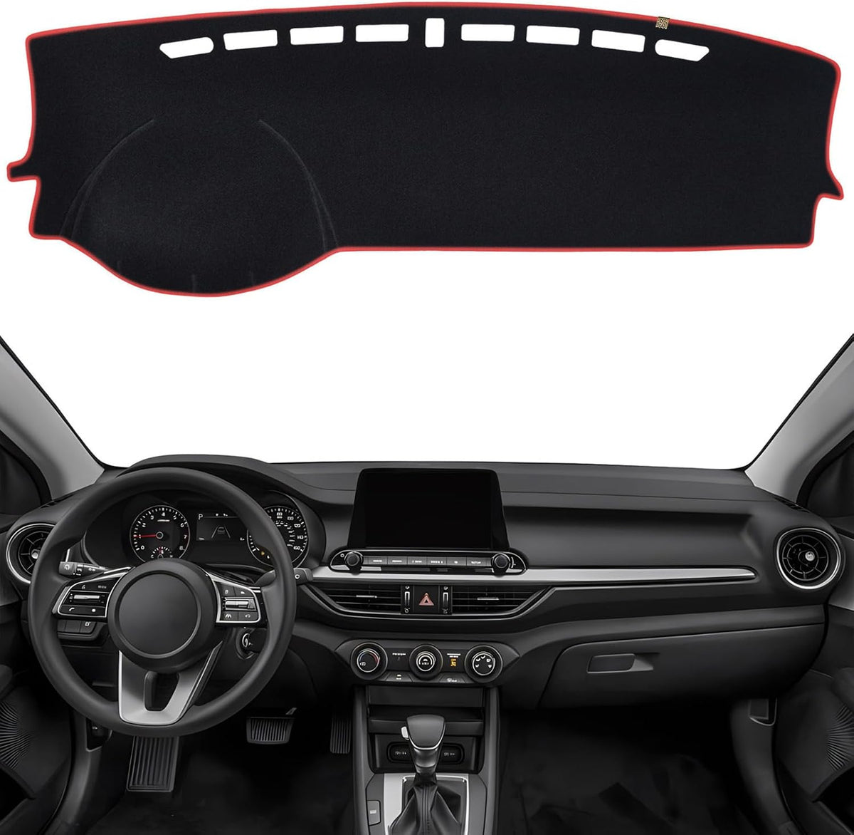 Dashboard Cover Dash Mat Fit for K-IA Forte 2024 2023 2022 2021 2020 2019, Car Dash Board Mat Anti-Glare Carpet, Non-Slip Pad Sunshield Protector (Red Border Banding)