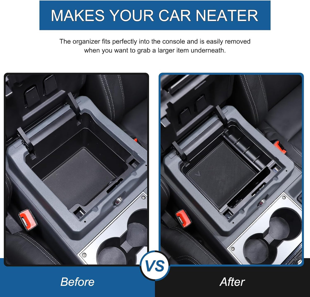 Center Console Organizer Tray Armrest Storage Box Compatible with INEOS Grenadier 2020-2026 Non-Slip Center Console Tray Armrest Secondary Storage Tray Phone Key Organizer Container