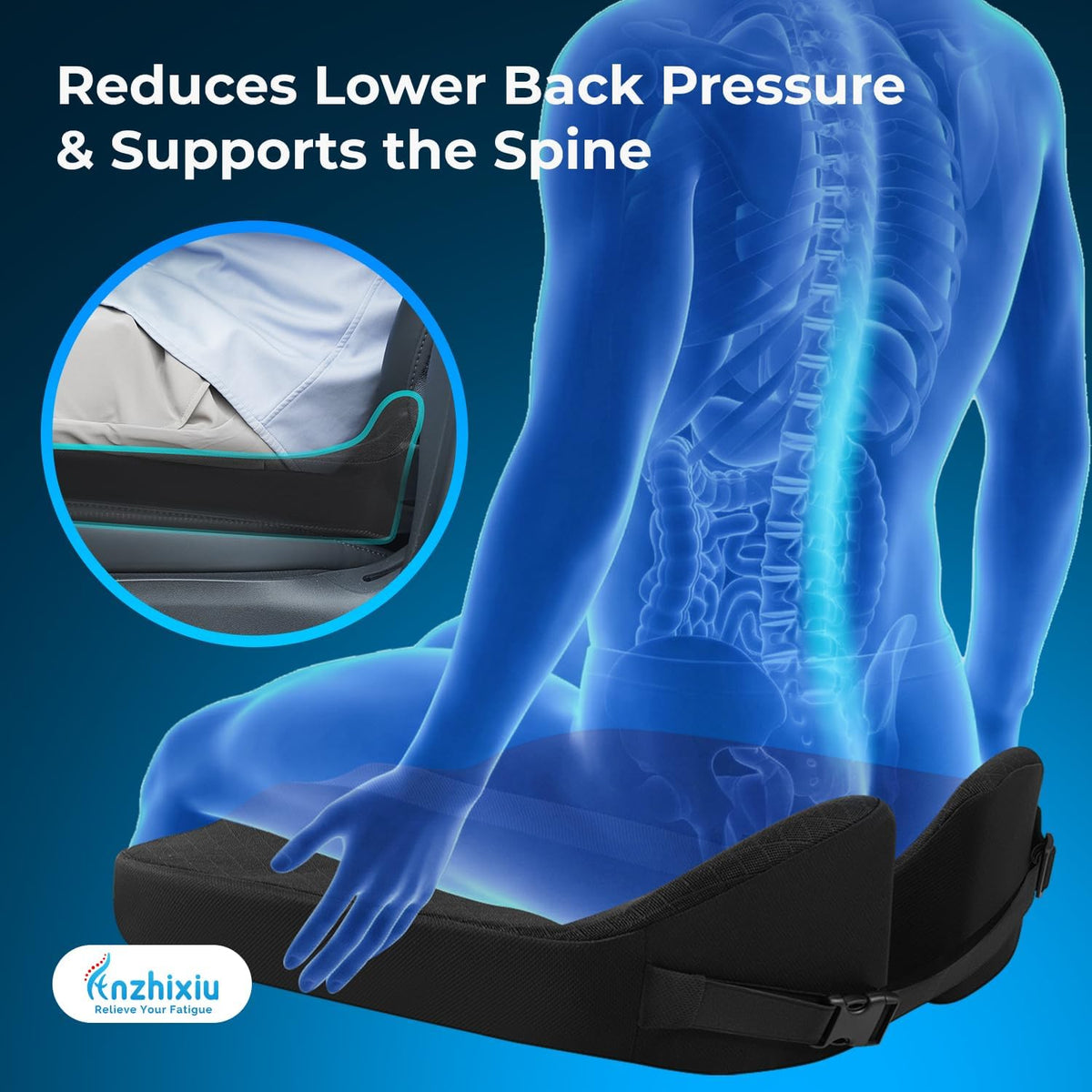 anzhixiu Elevated Car Seat Cushion for Improved View- Black