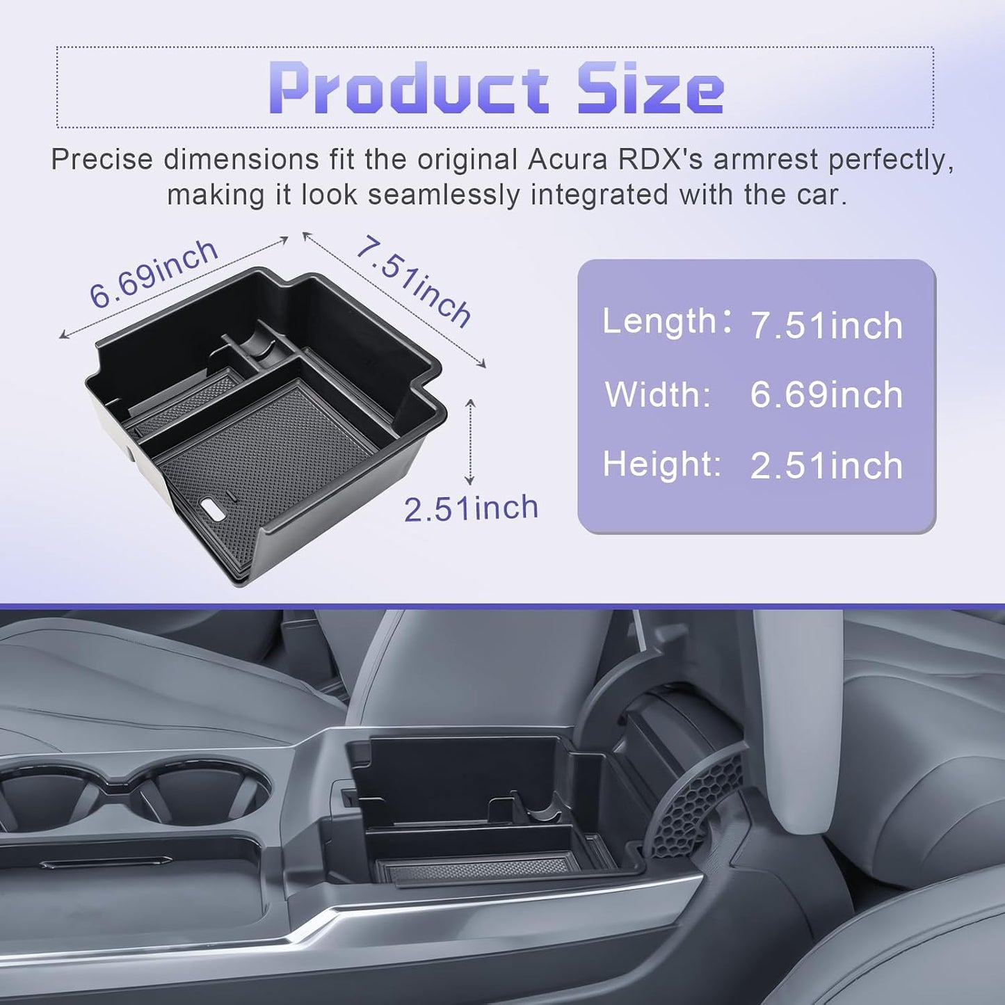 RUNROAD Center Console Organizer Tray Compatible with 2025 2026 Acura RDX Accessories, Insert Armrest Storage Box For Acura RDX Middle Console Tray Interior Accessories Coin Holder