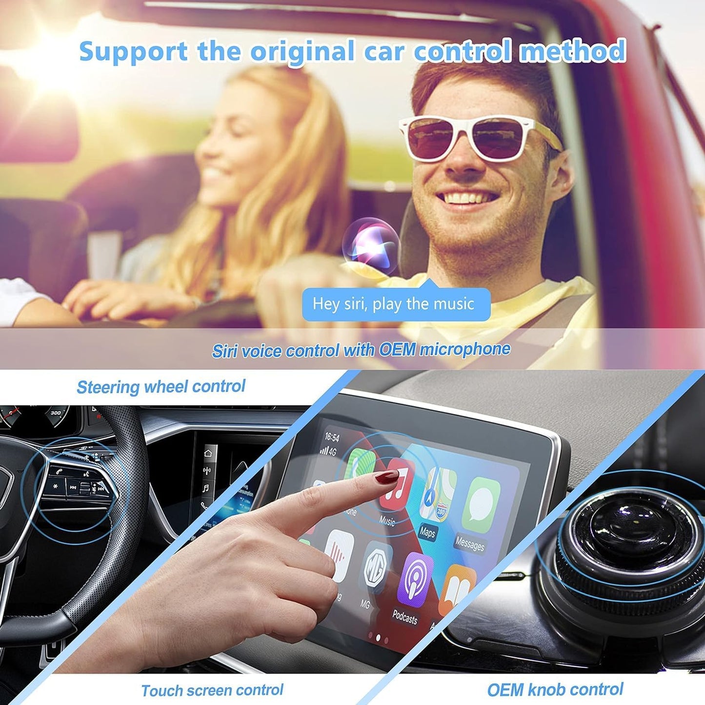 OTTOCAST U2-AIR Wireless CarPlay Adapter for Apple iPhone, Convert Wired to Wireless Plug & Play Dongle 5Ghz WiFi Auto Connect Online Update for iPhone & OEM Wired CarPlay Cars