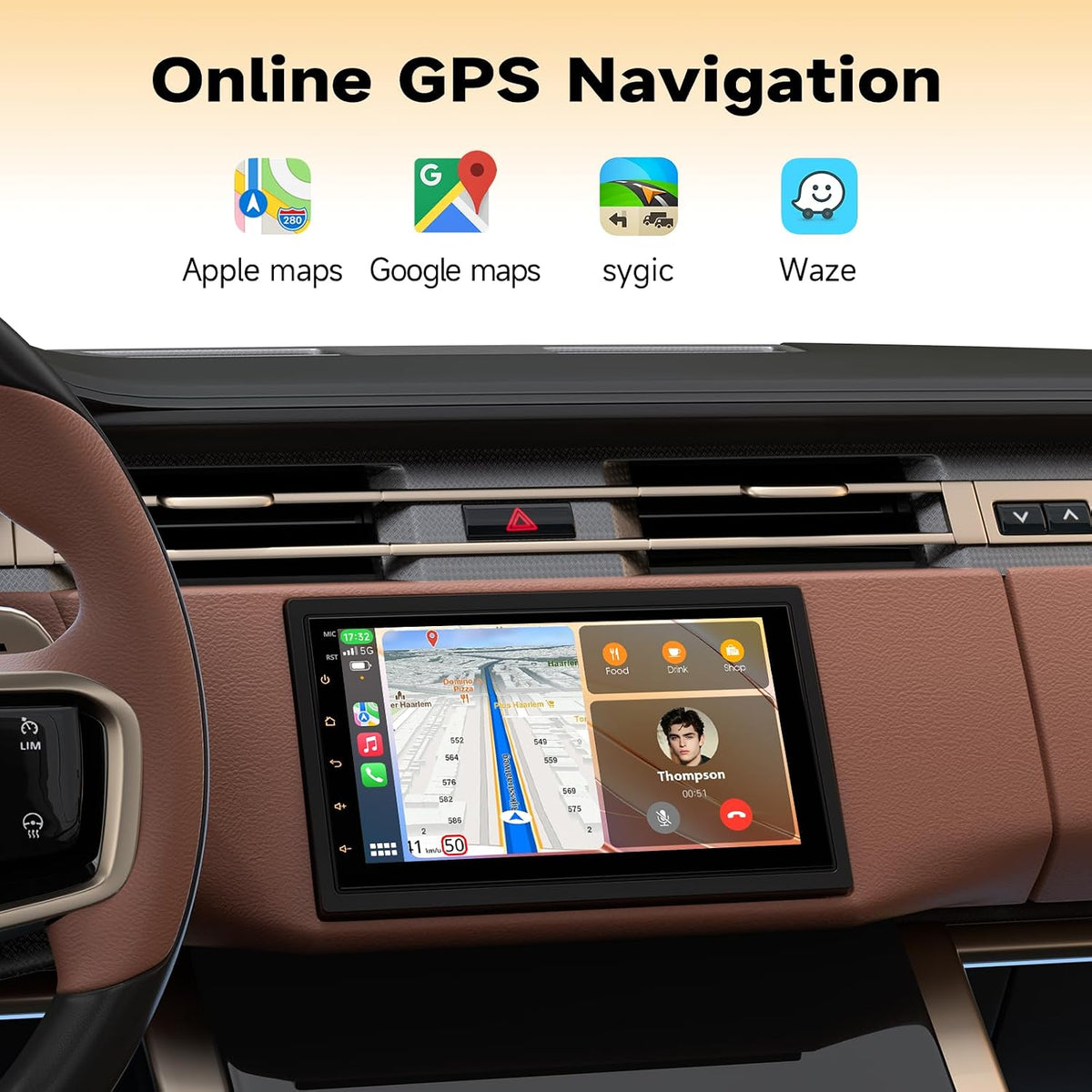 Haudio Double Din Car Stereo - Wireless CarPlay & Android Auto, 7" HD Touchscreen Car Radio with Bluetooth,Voice Control, Backup Camera, Subwoofers, SWC, GPS Navigation (2+64GB)