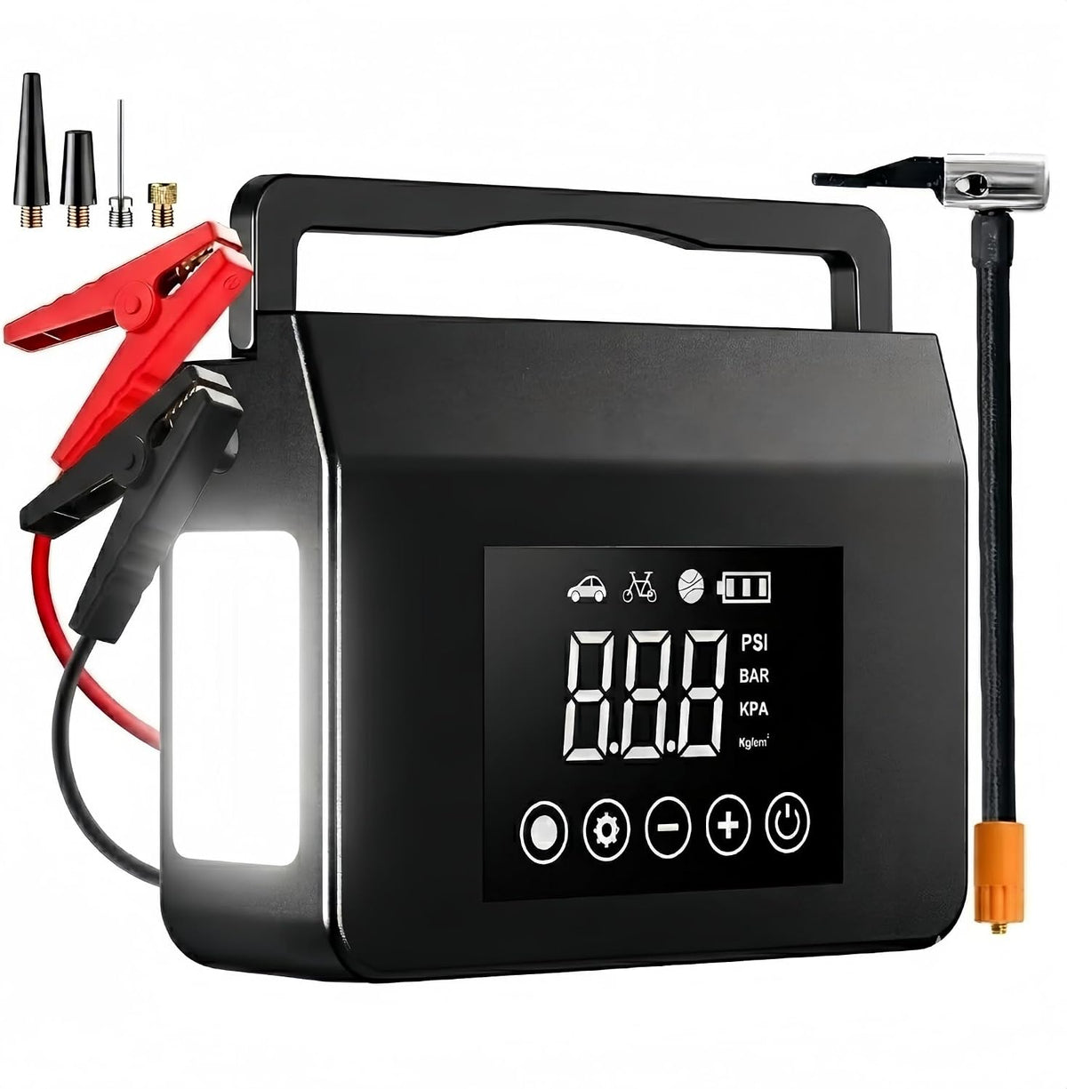 Portable Car Battery Jump Starter with Air Compressor, 4-in-1 Jump Box