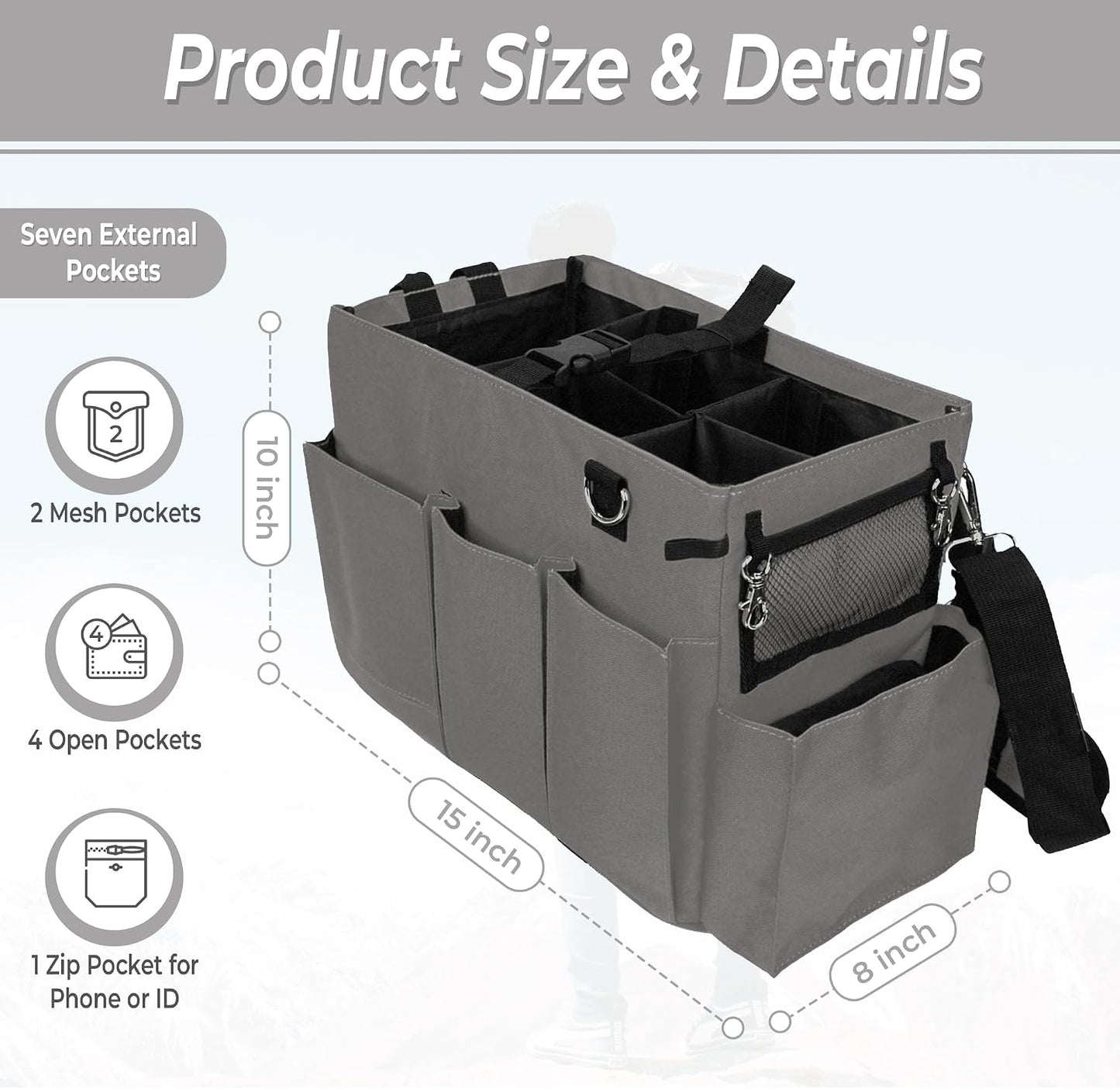 Car Trunk Organizer - Large Capacity Storage Bag with Adjustable Straps | Collapsible Auto Organizer for SUV Sedan Backseat | Durable Easy Clean Gray
