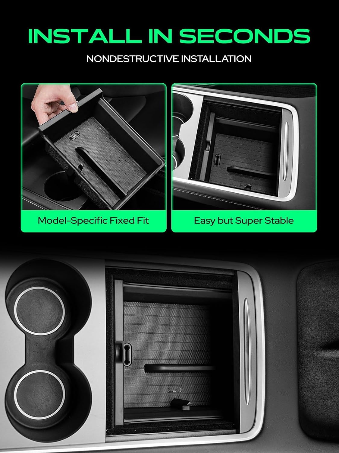 YHTAUTO Center Console Storage Box for Tesla Model 3 2021-2023