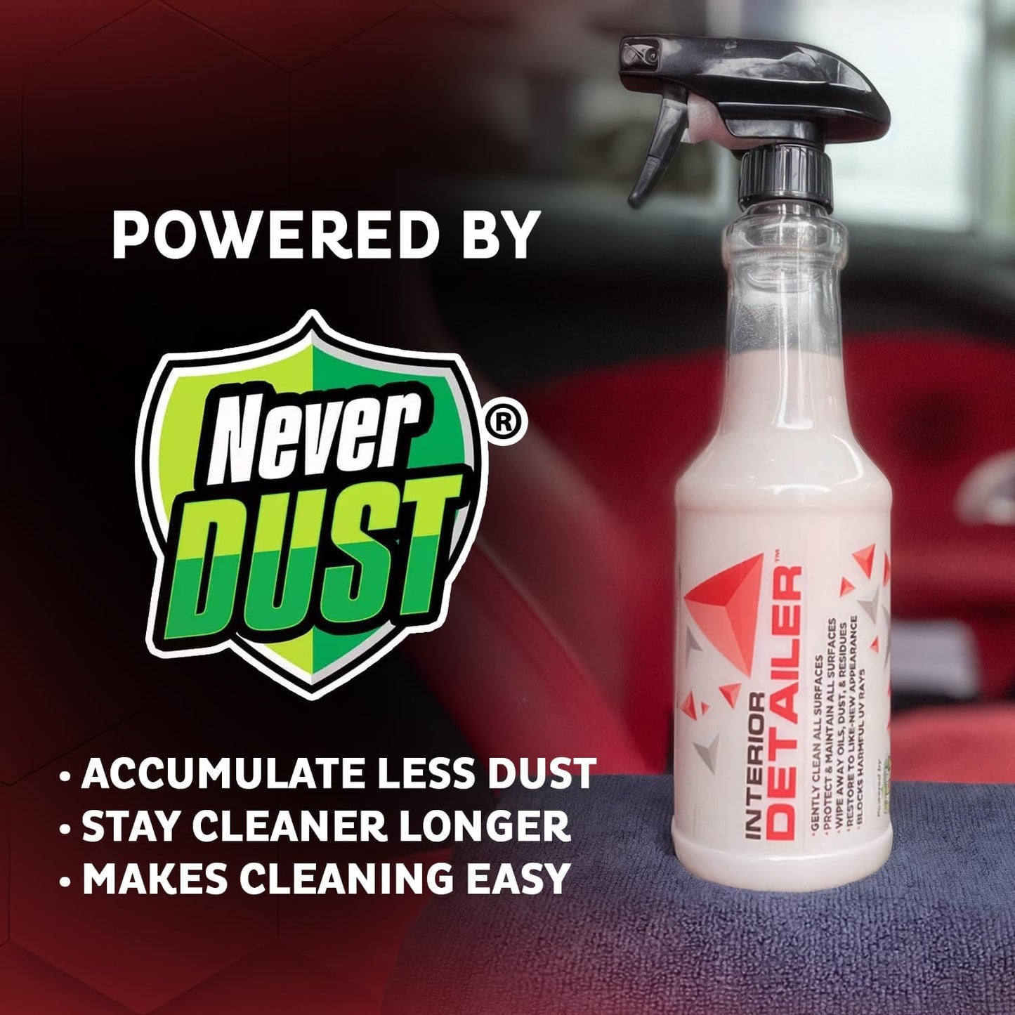 MAXL® Interior Car Cleaner Detailer Spray, NeverDust® Technology, 6 x 20 oz | Repels Dust, Wipes Oil, Residue with Matte Finish for Leather, Dash, Trim & Screens, Safe on All Surfaces