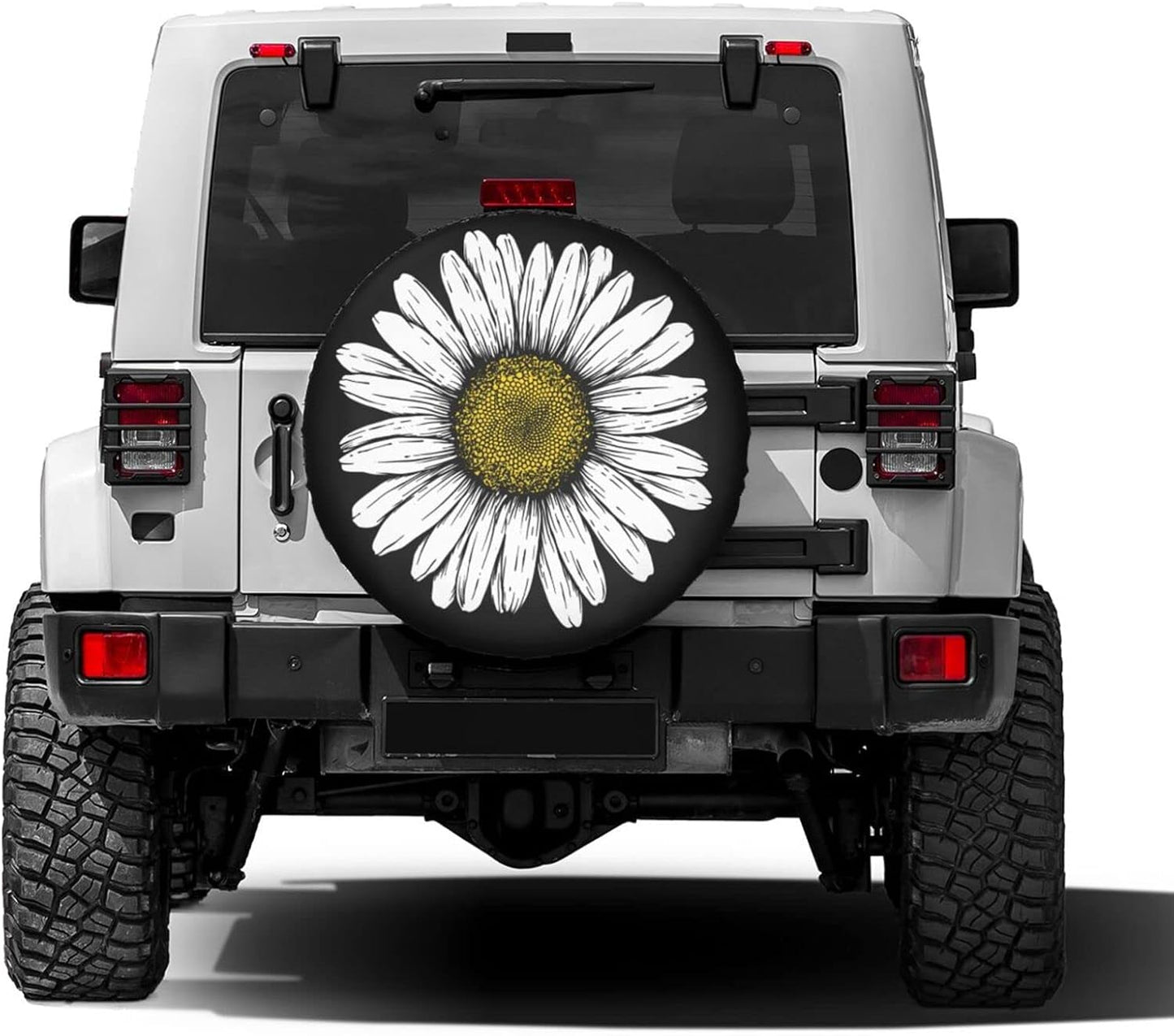 Daisy Flower Spare Tire Cover Dust-Proof Wheel Tire Cover Fit Trailer, RV, SUV and Many Vehicle 16 Inch