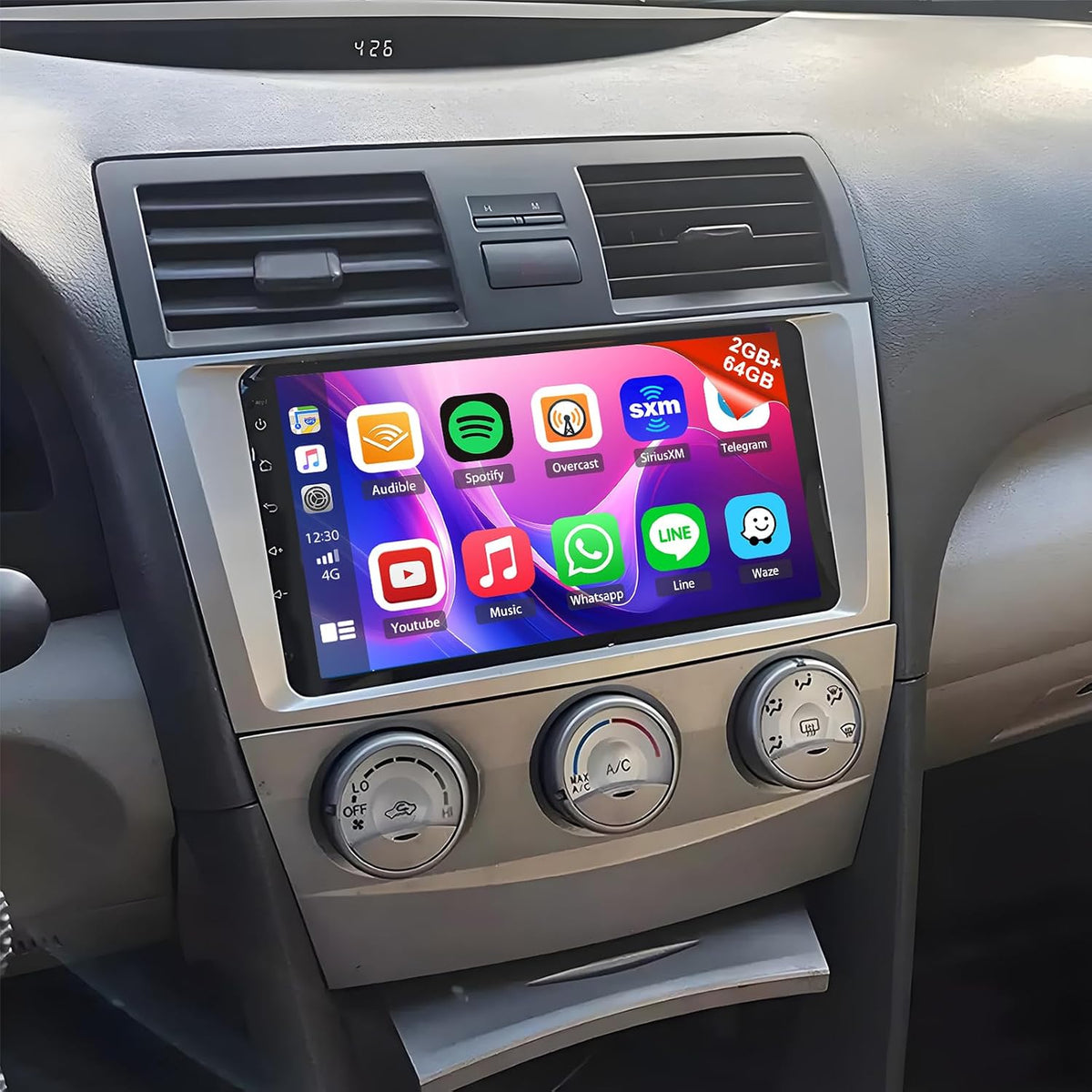 Car Stereo 2-Din Digital Media Receiver for Toyota Camry 2007-2011, Car Audio Receivers with CarPlay Android Auto 9 Inch Touchscreen Bluetooth FM Radio with Back Camera GPS 2+64G