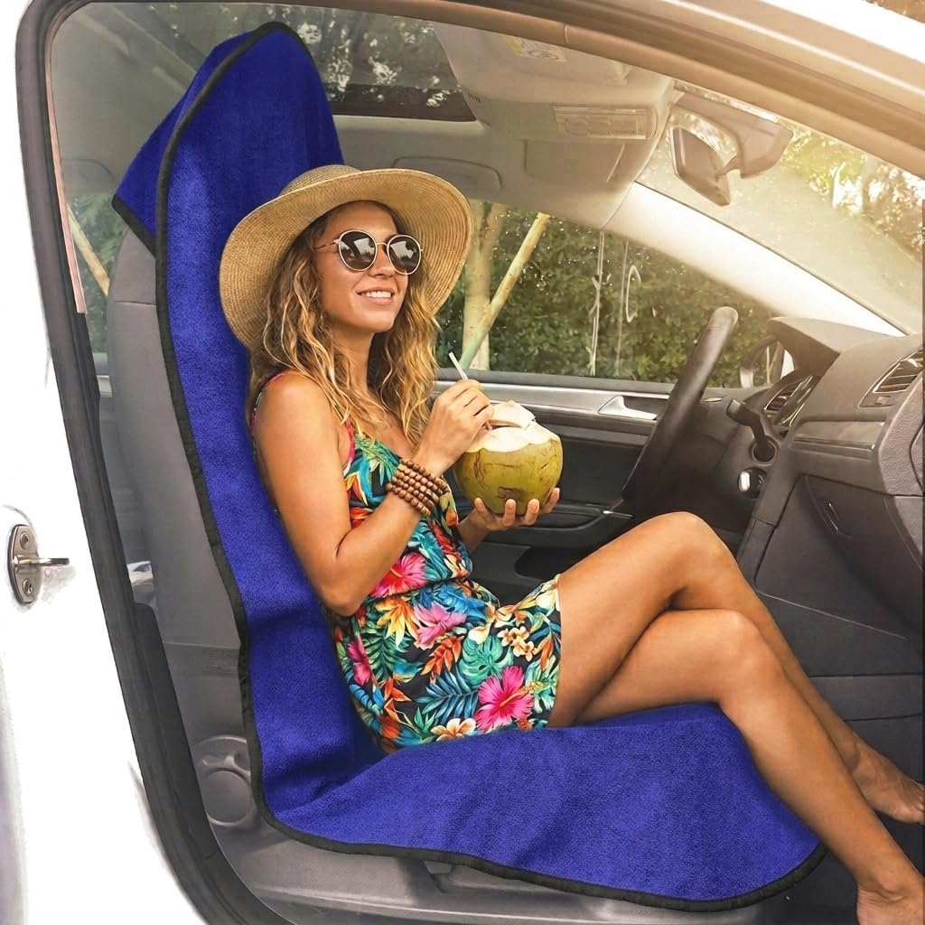 Car Seat Cover Protector Front Seats,for Gym Workout,Running,Swimming,Beach and Hiking,Waterproof Sweat Towel Bucket Seat Covers for Cars SUV Trucks (Blue, 1Pcs)