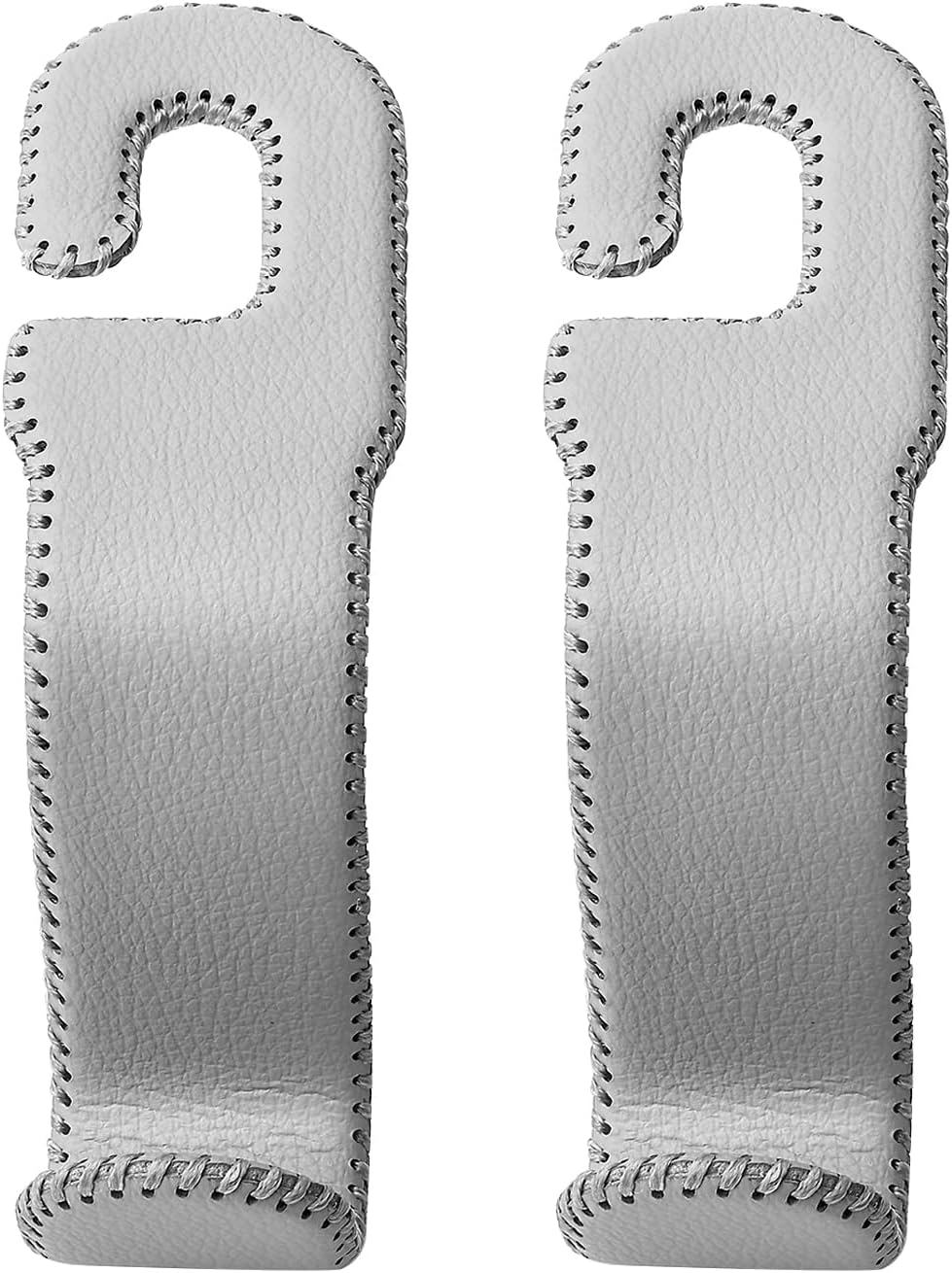 AMVOYOA Leather Car Seat Hooks - U-Shaped Purse Holder for Car, Fully Leather-Wrapped Headrest Hooks for Purses, Bags & Coats, Durable Seat Back Organizer for Travel & Daily Use (Gray, 2 Pack)