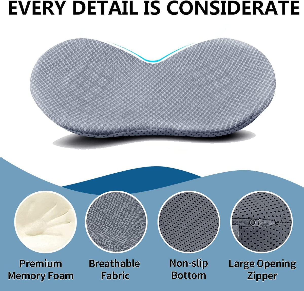 Car Seat Cushion, Memory Foam Seat Pad for Sciatica and Lower Back Pain Relief, Seat Cushion for Car Seat Driver (Gray)