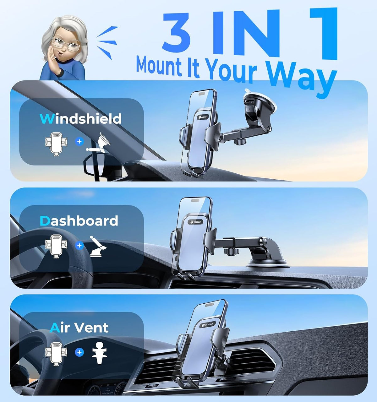 VICSEED 2026 Upgraded [86LBS Ultra-Powerful Suction] Car Phone Holder Mount