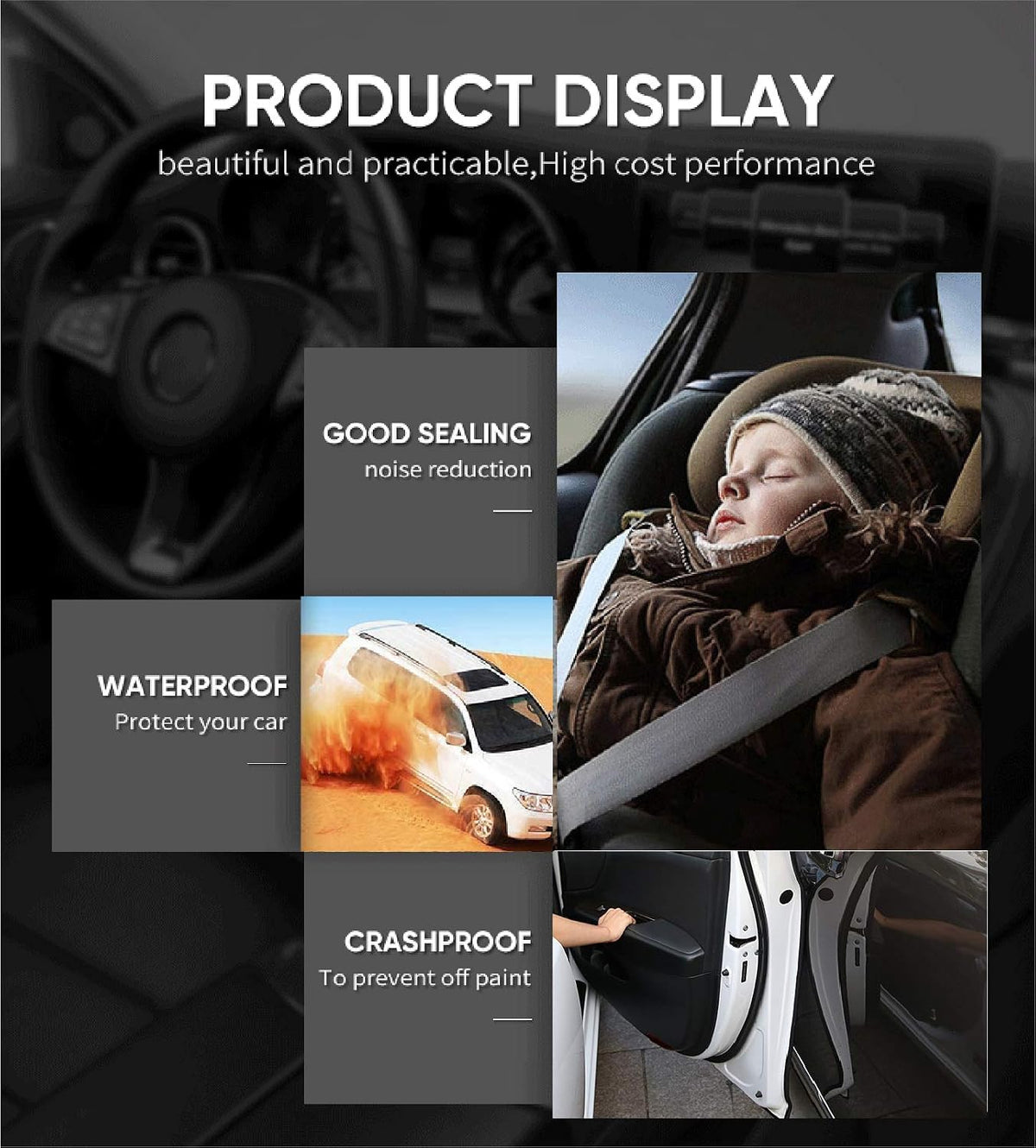 Car Door Edge Guards Clear, 32Ft Rubber Seal Protector U Shape Edge Trim Car Door Edge Protection Fit for Most Car