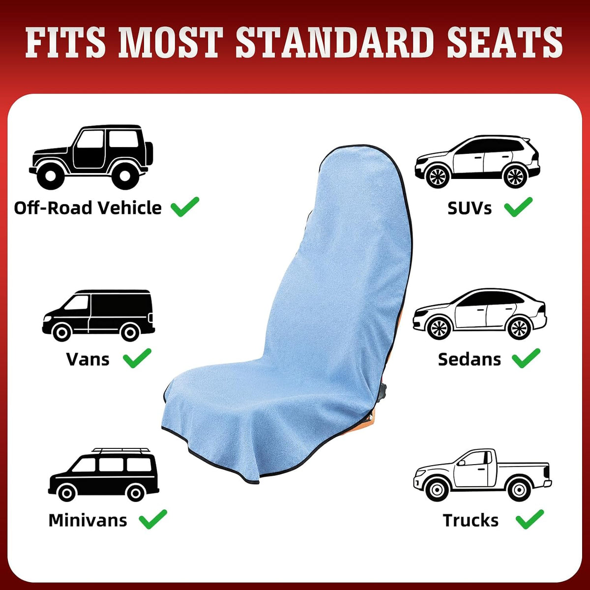 Car Seat Towel Cover, Light Blue, Waterproof, Washable, 2 Pack