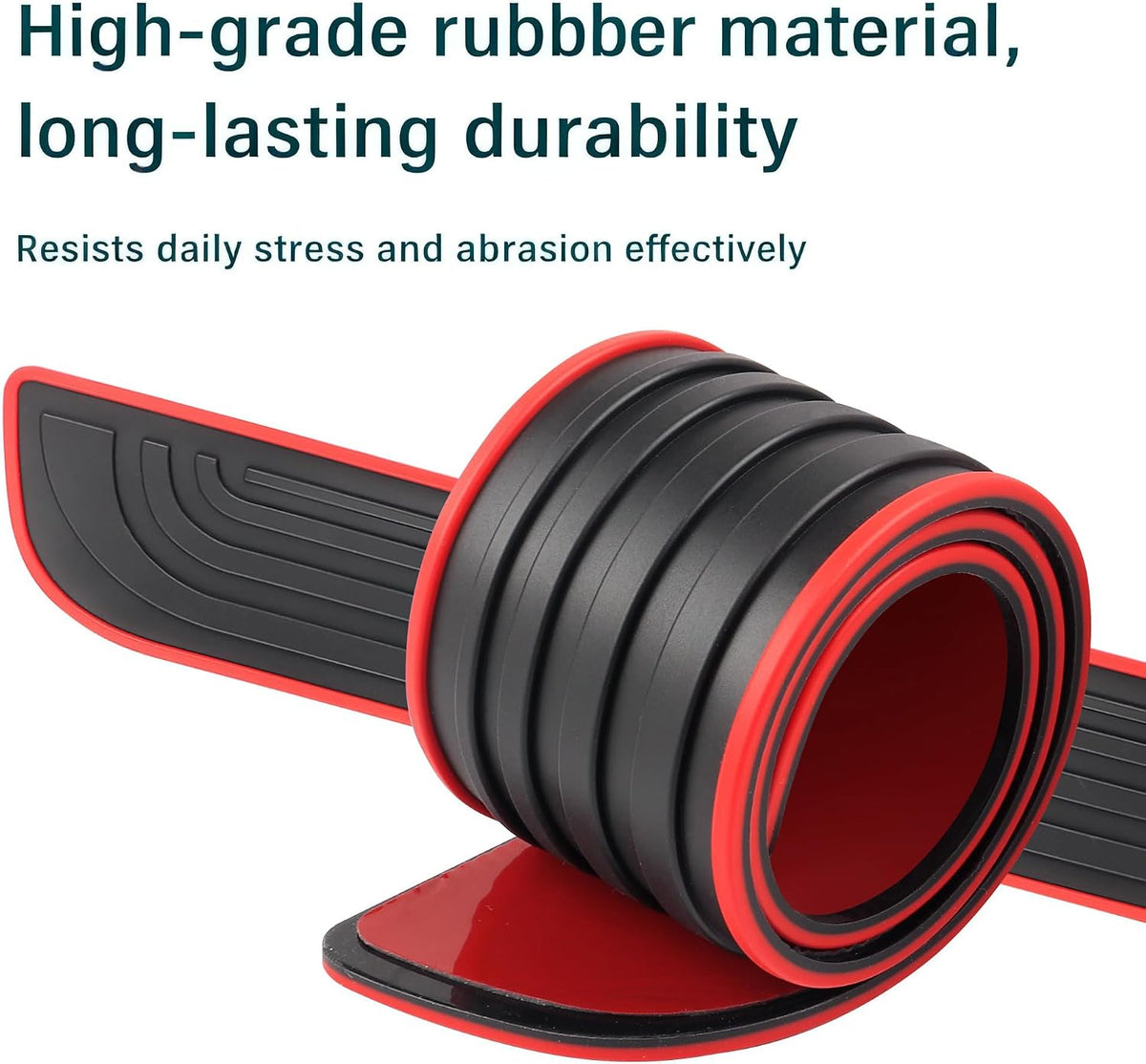Car Door Sill Protector, 4PCS Anti-Scratch PVC Rubber Door Threshold Strip, Universal Waterproof Edge Guard for Car Truck SUV Exterior Paint Protection (Black and Red, 1.97IN)