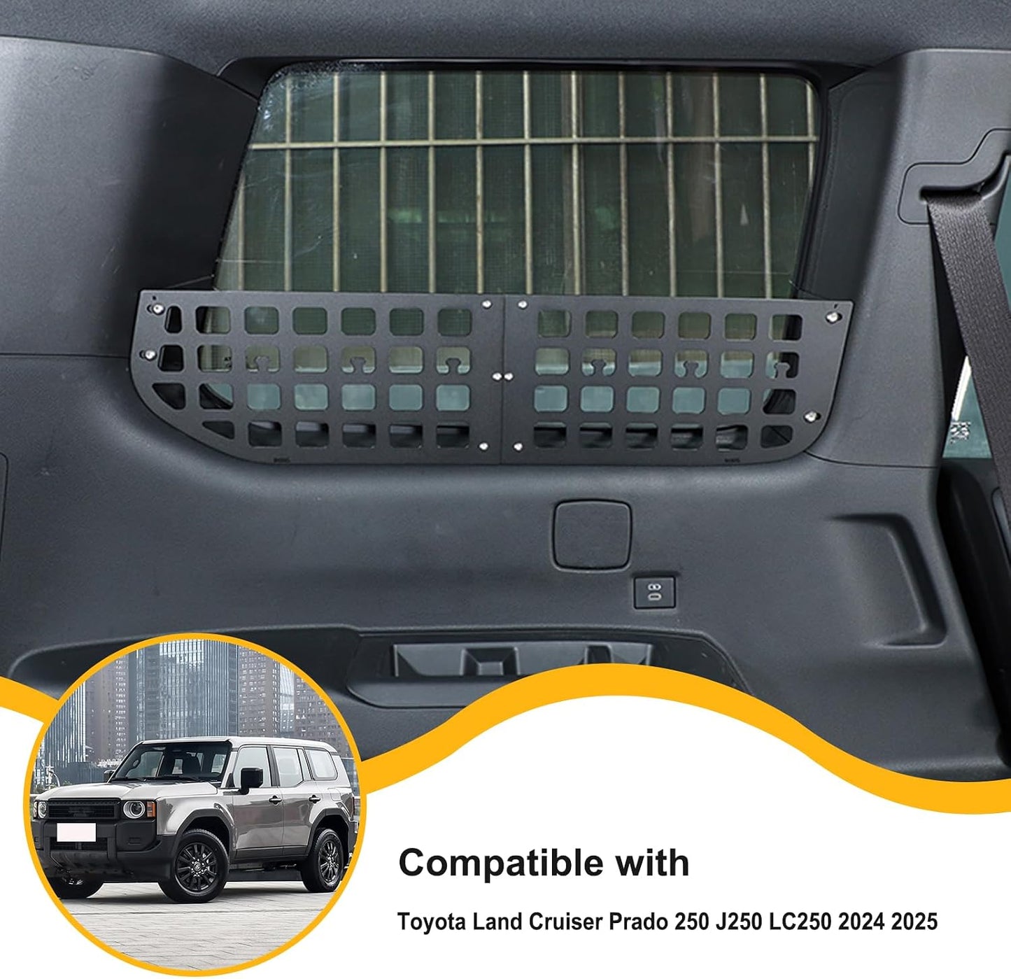 Trunk Side Window Molle Panels Compatible with Toyota Land Cruiser Prado 250 J250 LC250 2024 2025 2026 Rear Window Left Right Side Storage Rack Bracket Organizer Accessories