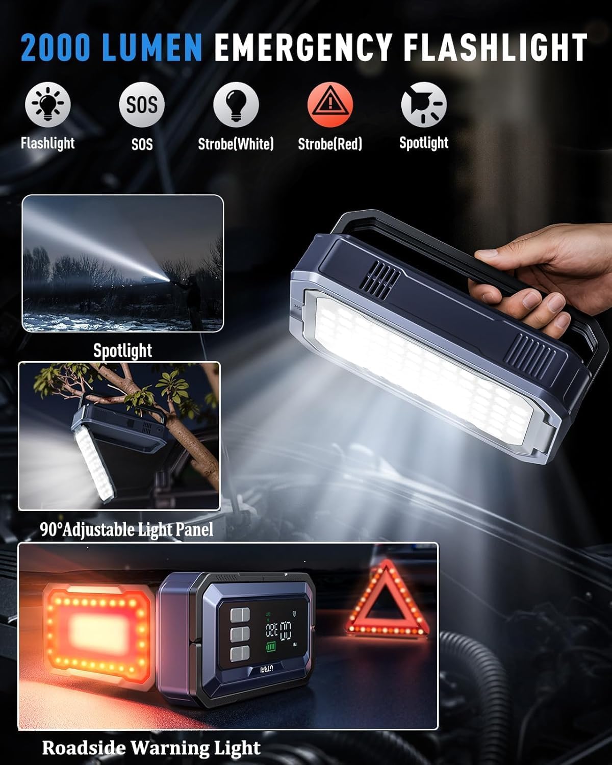UTRAI 12V 8000A Portable Jump Starter with Air Compressor, 150PSI Inflator