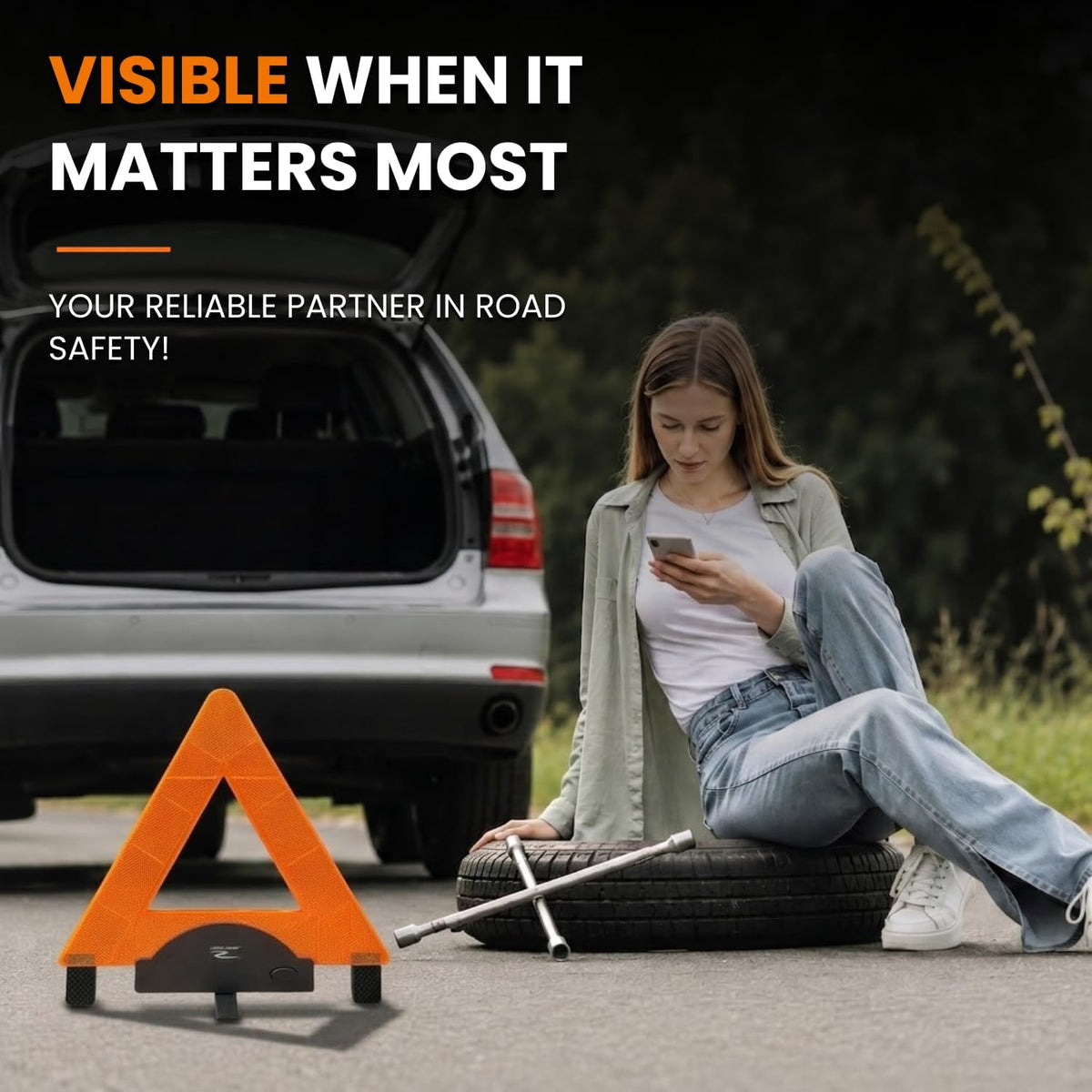 Lumen Wand 3 Pack LED Reflective Warning Triangles Emergency Safety Kit