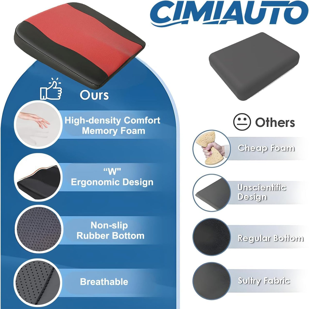 Comfort Memory Foam Car Seat Cushions For Driving,Red Booster Cushion Pad