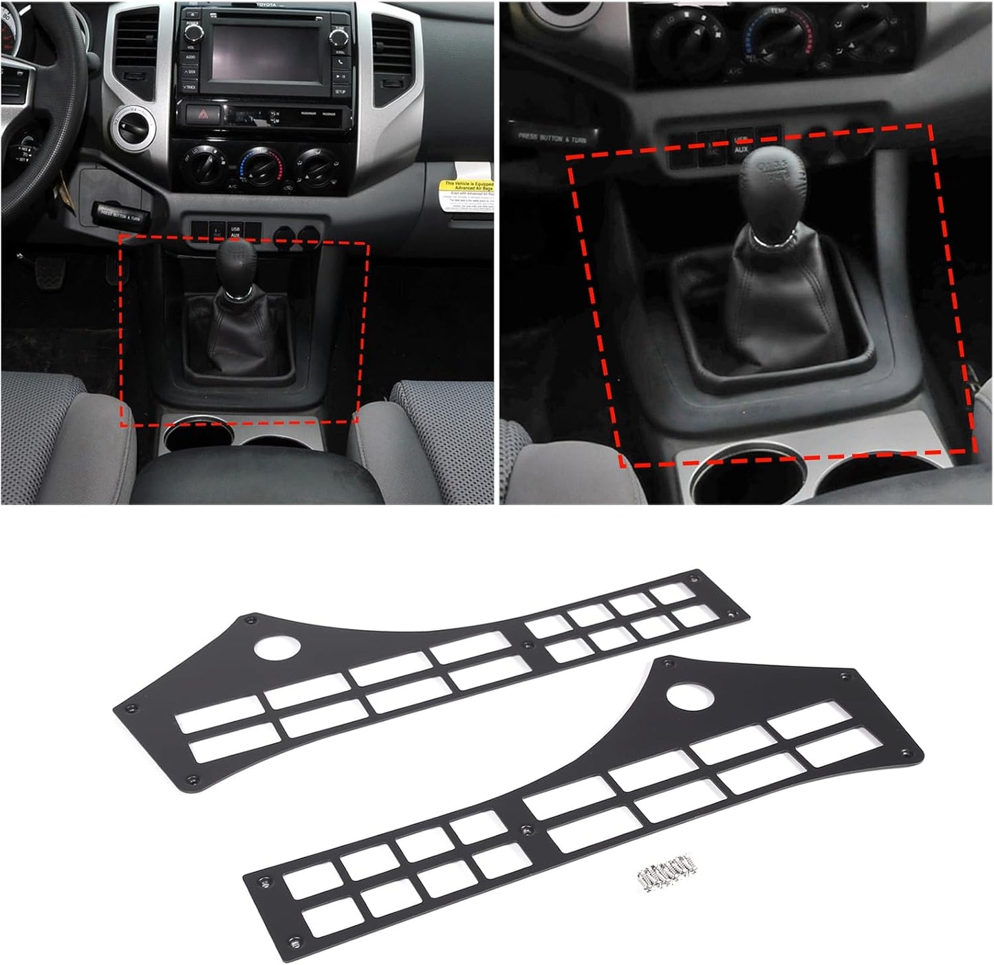 Interior Storage Molle Panel Center Console Organizer, Alloy Car Interior Center Console Modular Storage Panel Compatible with Toyota Tacoma 2006-2010 2011-2014 Accessories(Without Storage Box)