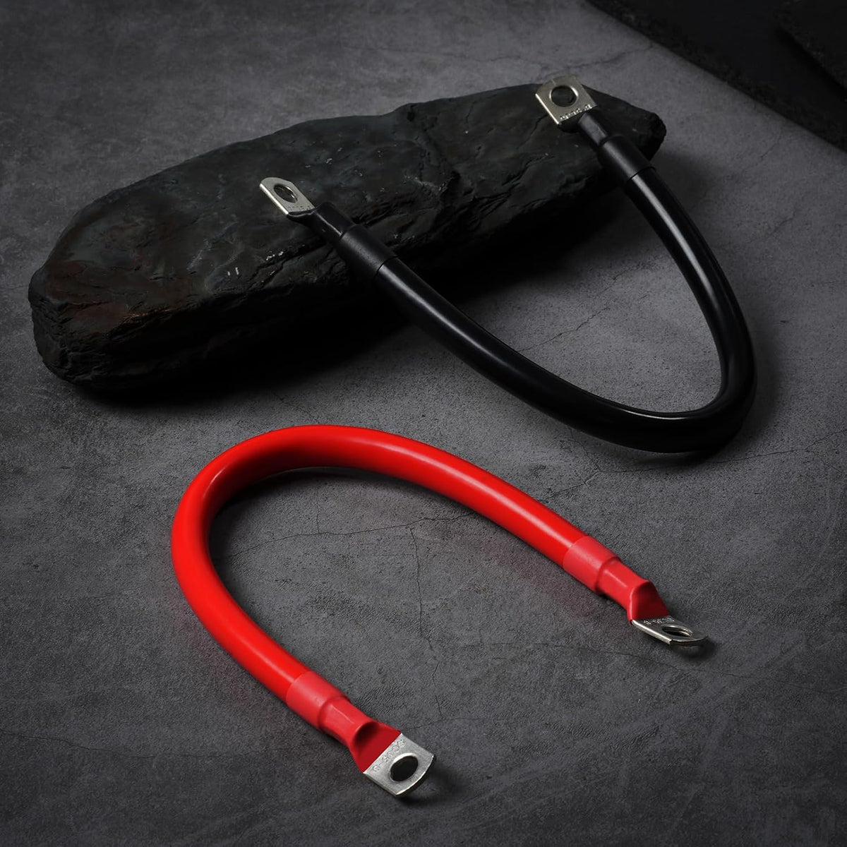 2 AWG Battery Cable 2 Pcs, 11.8 Inch Battery Cables with M8 Ring Terminals, Marine Batterys Cables Pure Copper, Batterys Ground Cable for Motorcycle, Car, Truck, Rv, Boat