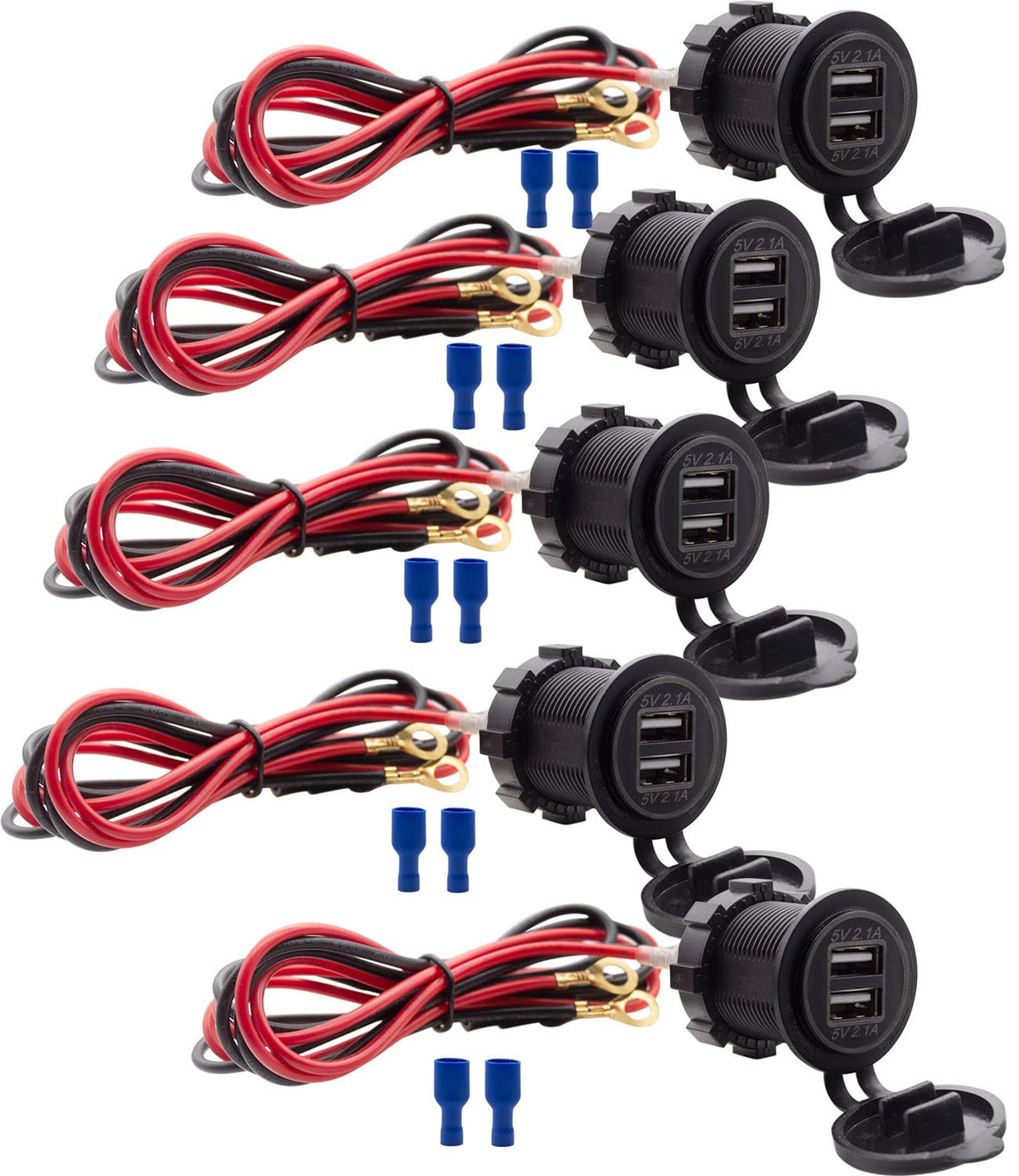 12V USB Outlet, Dual 2.1A Quick Charger Socket Waterproof for Car Boat