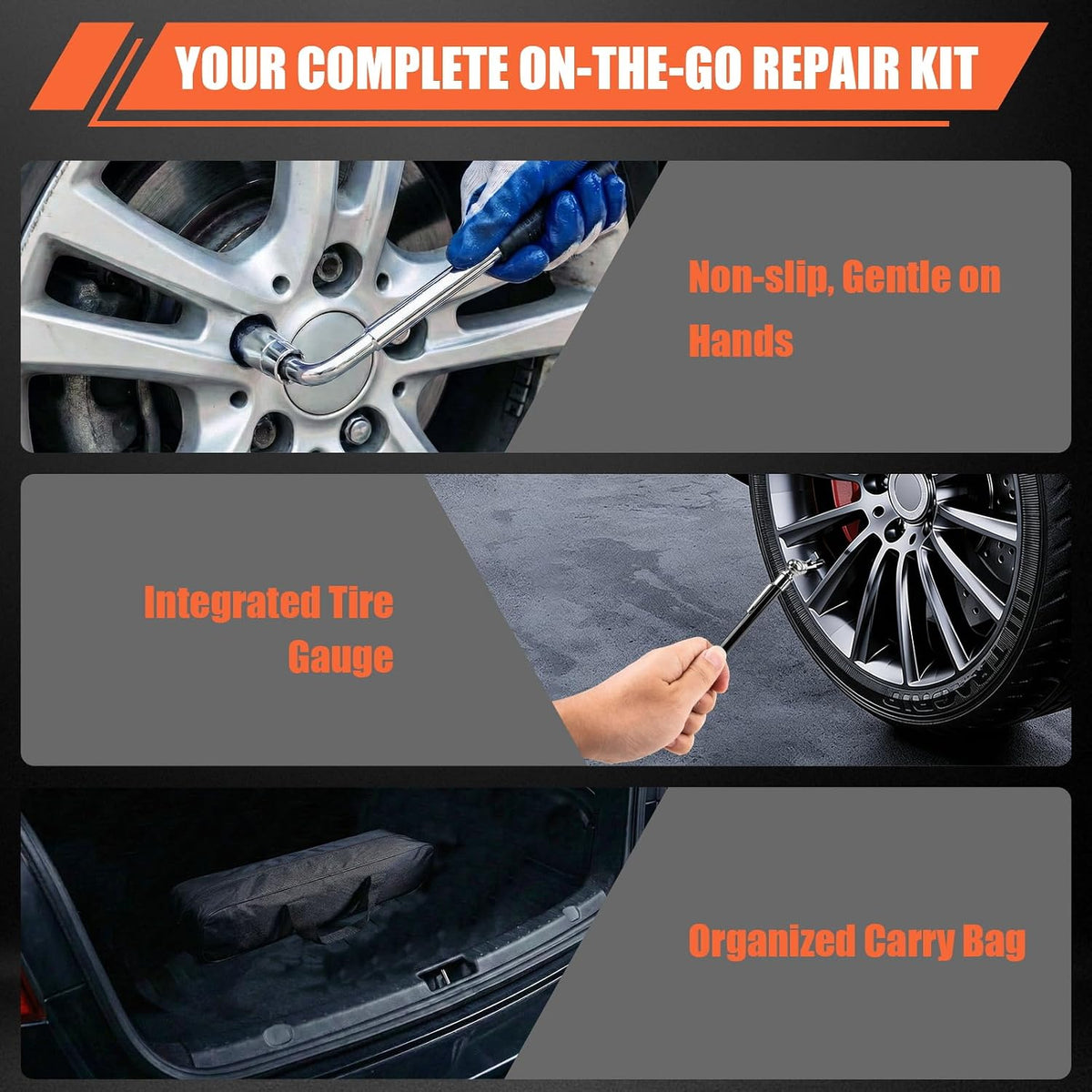 3 Ton (6610 Lbs) Car Jack, Universal Heavy Duty Scissor Jack, Professional Spare Tire Changing Kit with Lug Wrench, Portable Car Emergency Lift Jack Kit for Car, SUV, Sedan, Crossover