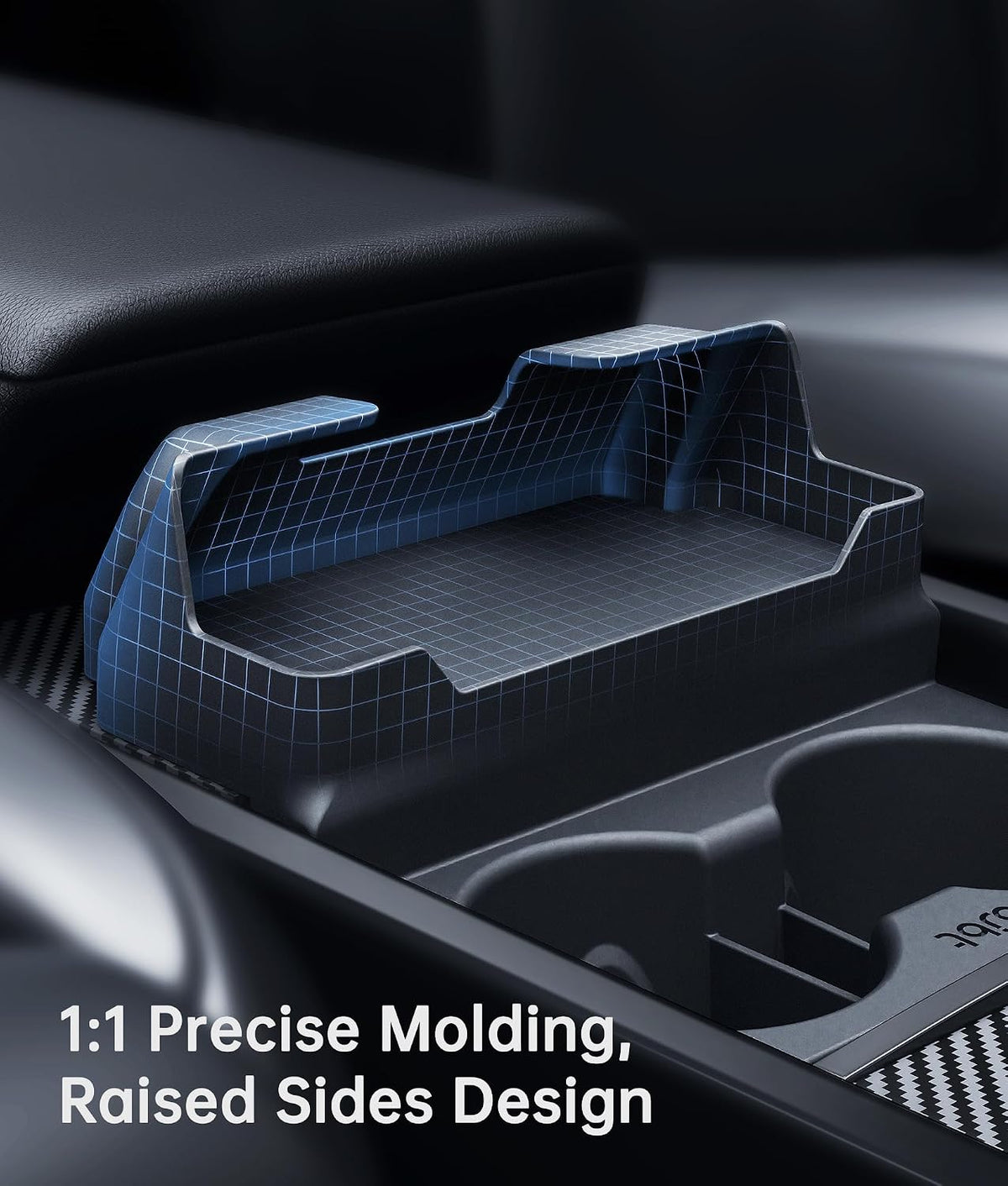 for Tesla Cup Holder Insert, 2-in-1 for Model Y Juniper(2025/2026)& Model 3 Highland(2024/2025) with Storage Compartment - Black