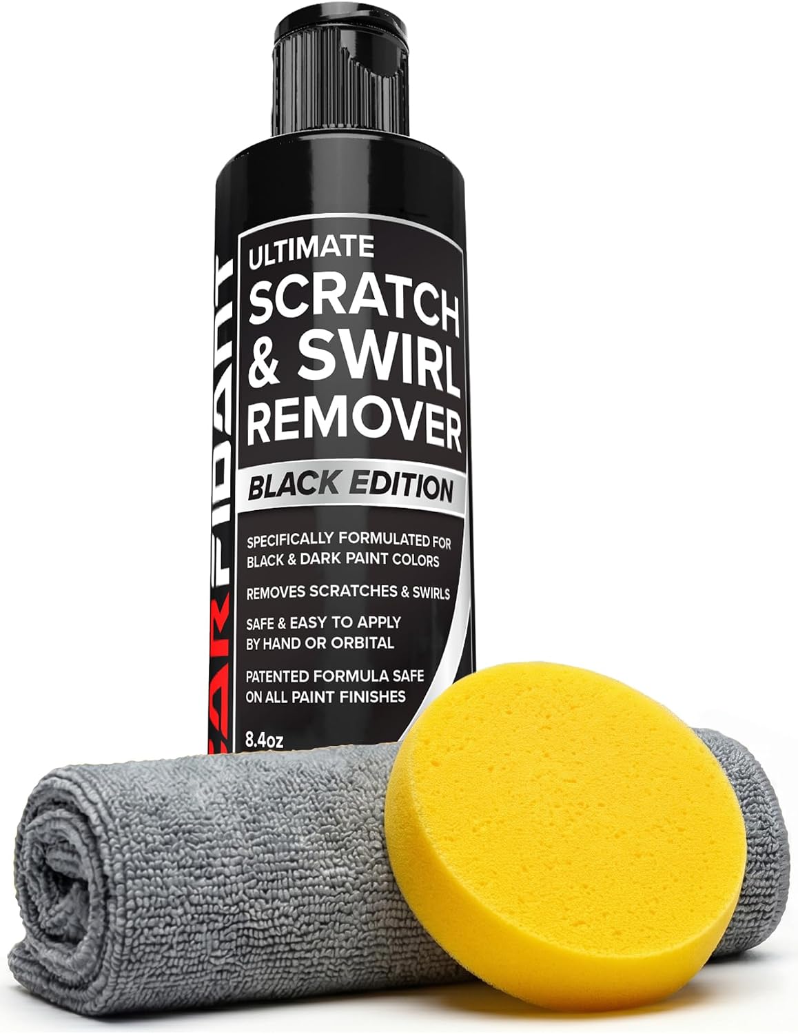 Carfidant Black Scratch and Swirl Remover - Car Scratch Remover for Vehicles Paint - Polishing Compound for Cars with Pad - Cutting Compound Paint Restorer