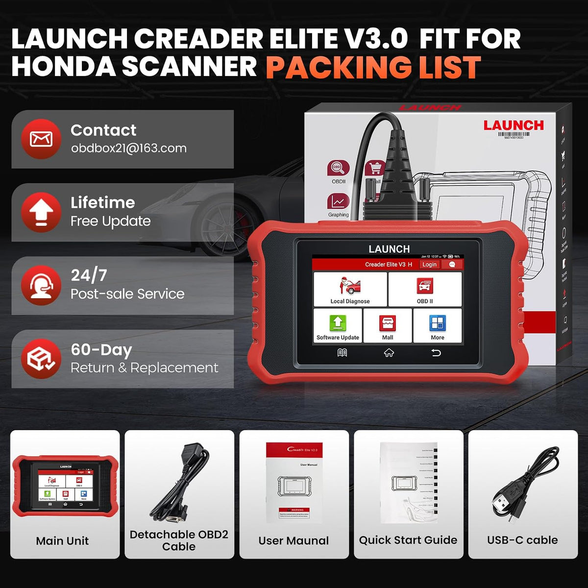 2026 LAUNCH Creader Elite V3.0 for Honda Acura Bi-Directional Scan Tool