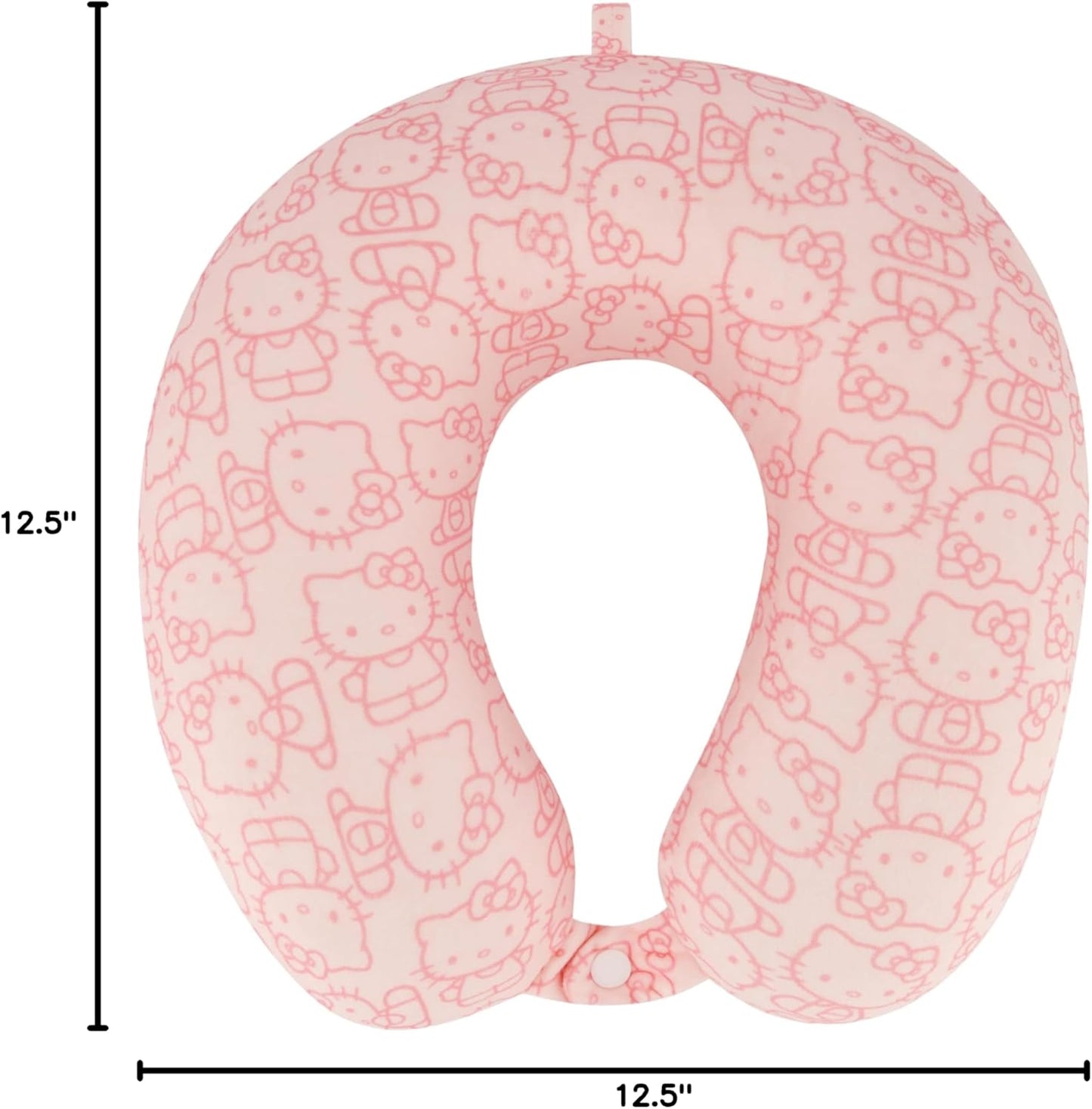 FUL Hello Kitty Neck Pillow, All Over Print Memory Foam Travel Accessories for Airplane, Car and Office, Comfortable and Breathable, Pink
