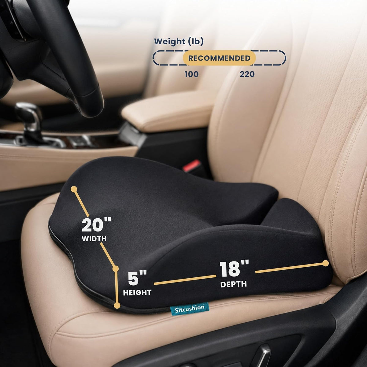 Car Seat Cushion for Driving, Sciatica Pain Relief Car Pillow and Seat Pad